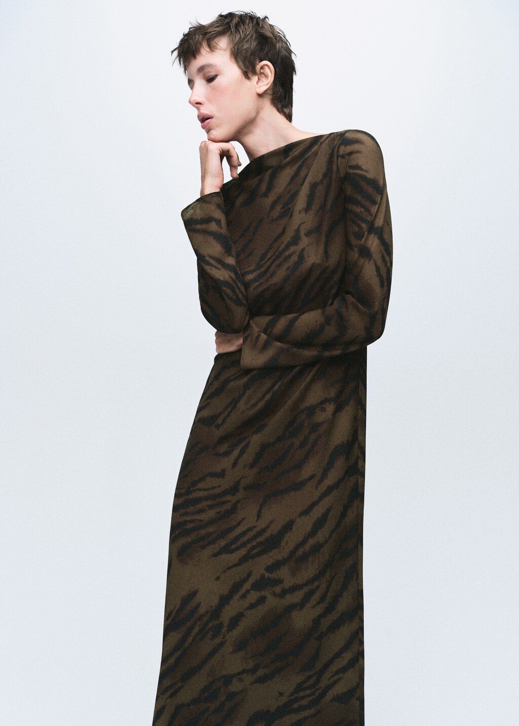 Satin animal-print dress