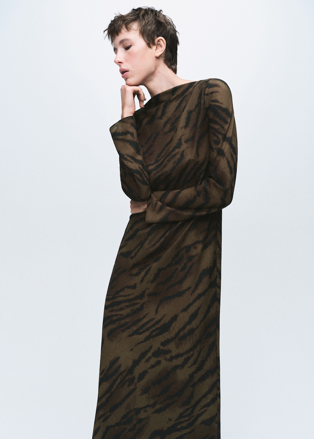Satin animal-print dress