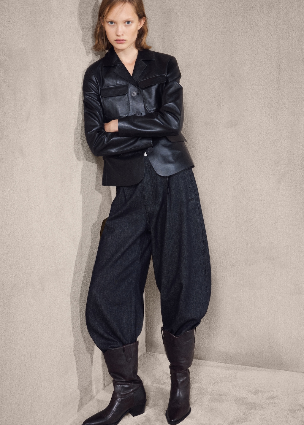 Leather pointed ankle boots