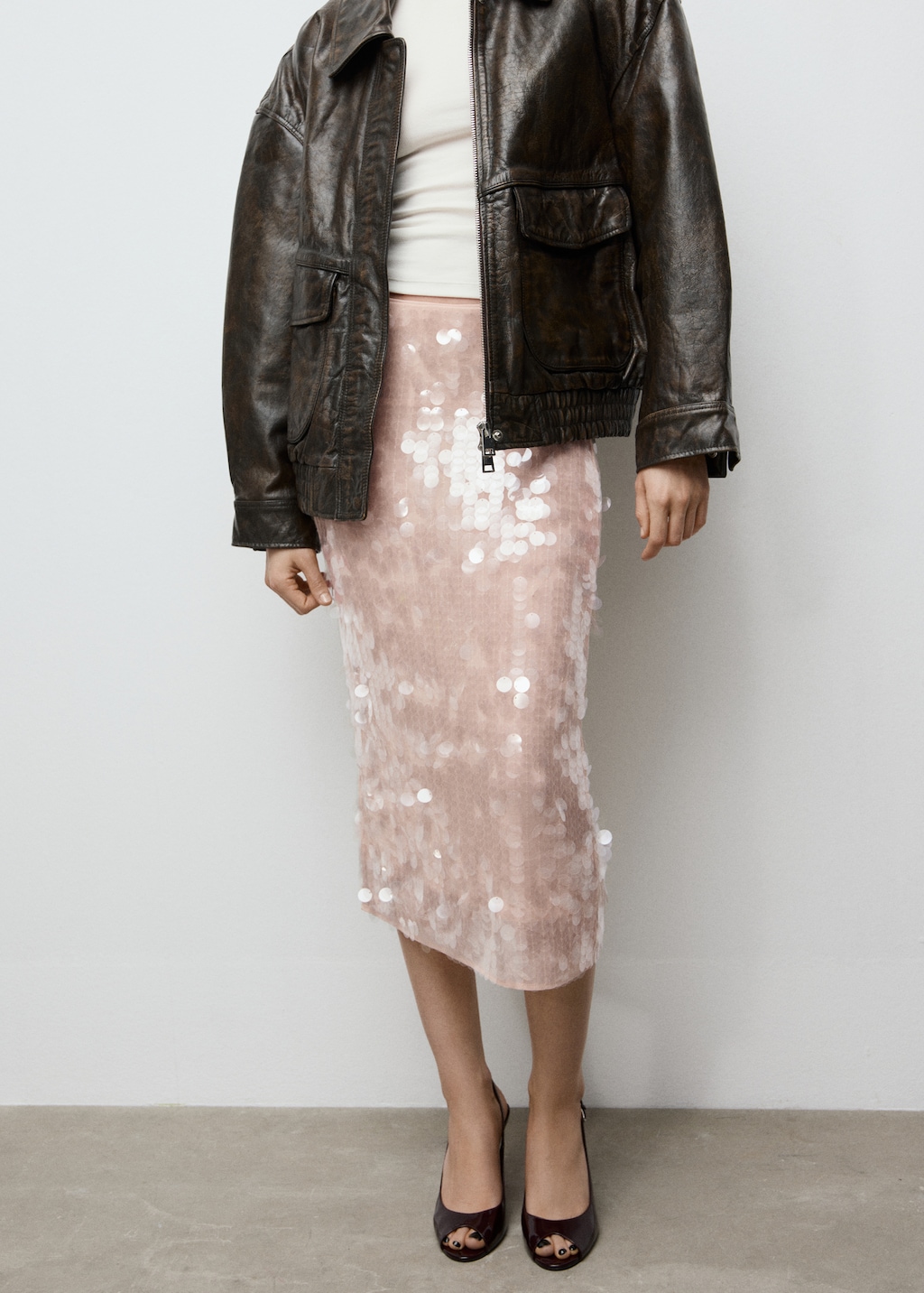 Sequin midi skirt