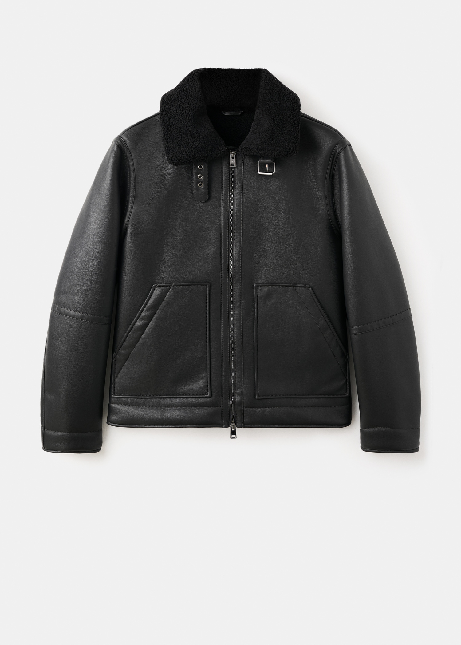 Faux-leather fleece jacket - Article without model