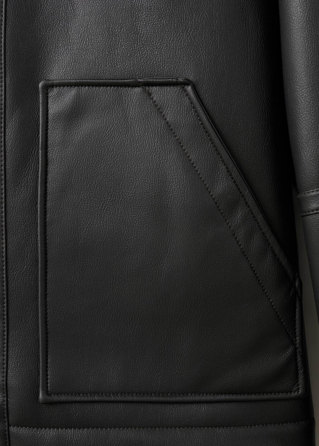 Faux-leather fleece jacket