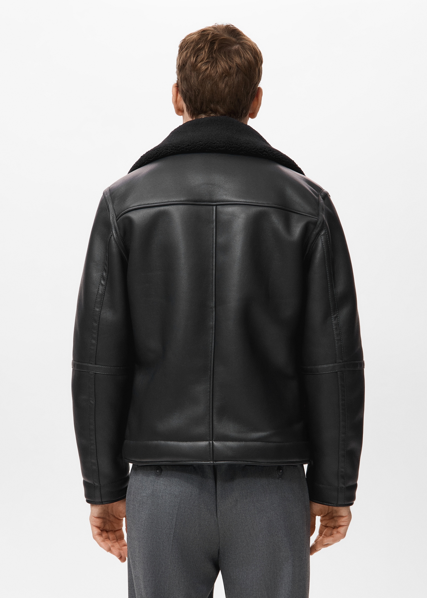 Faux-leather fleece jacket - Reverse of the article