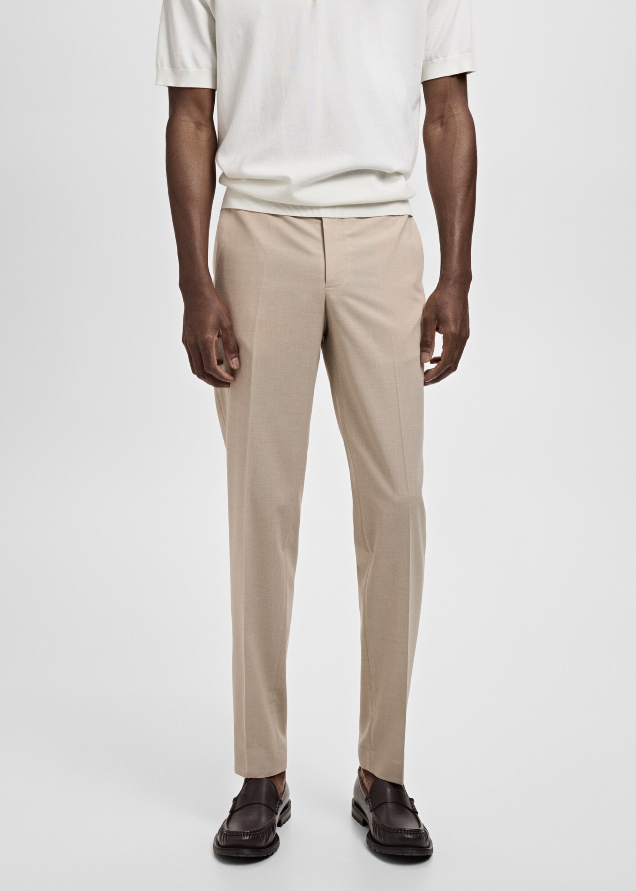 Pantalón traje Milán slim fit - Plano medio, Beige. Ref: 17061190-01.