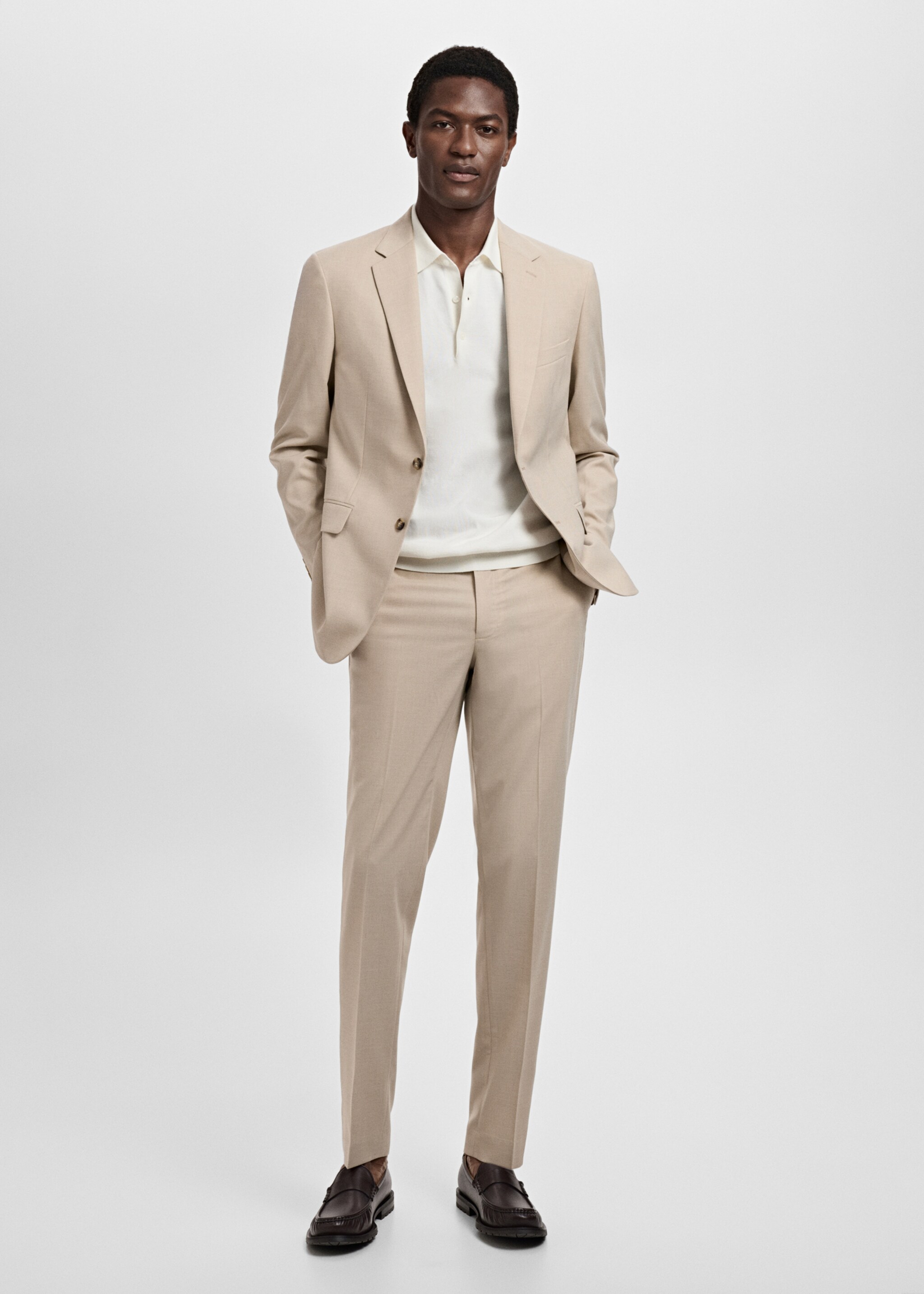 Pantalón traje Milán slim fit - Plano general, Beige. Ref: 17061190-01.