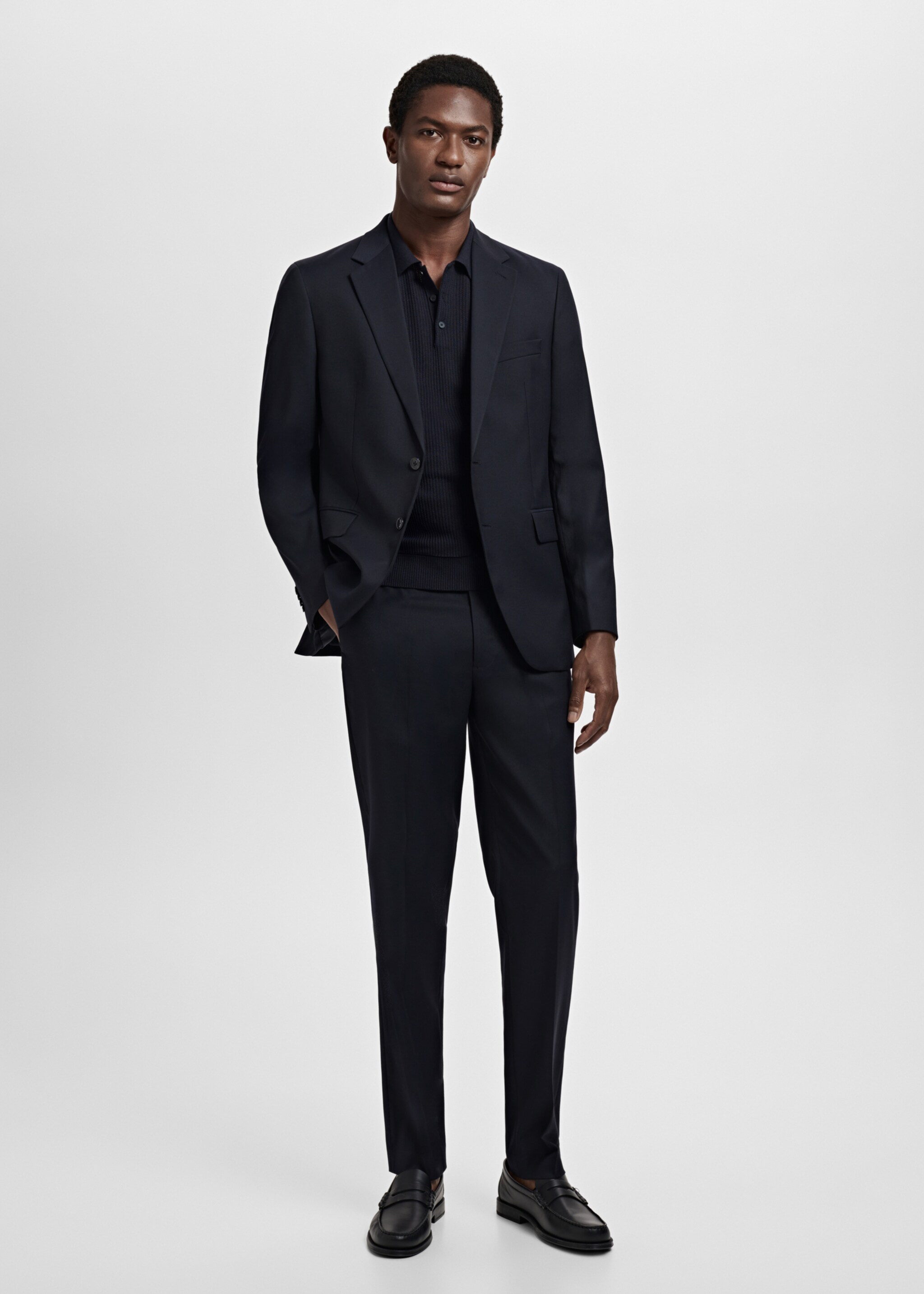 Milan slim-fit suit jacket - General plane, Navy. Ref: 17061234-01.