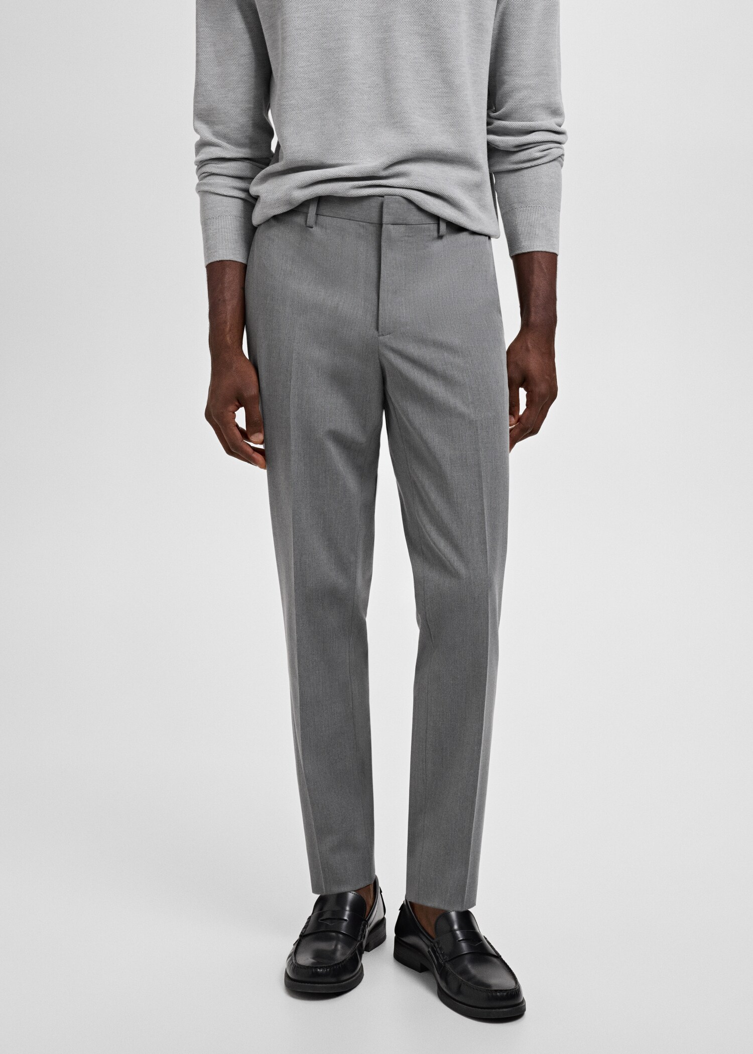 Stretch fabric super slim-fit suit trousers - Medium plane