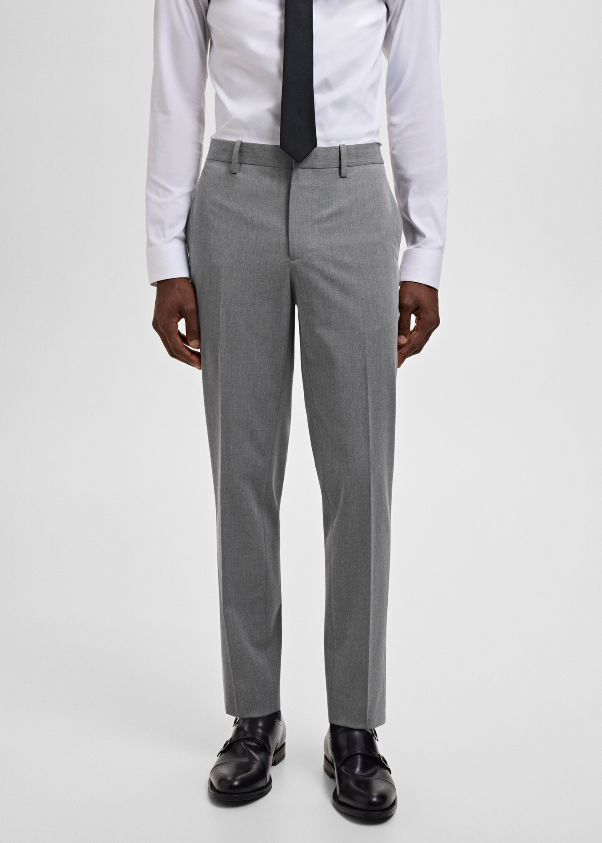 Stretch fabric super slim-fit suit trousers - Medium plane
