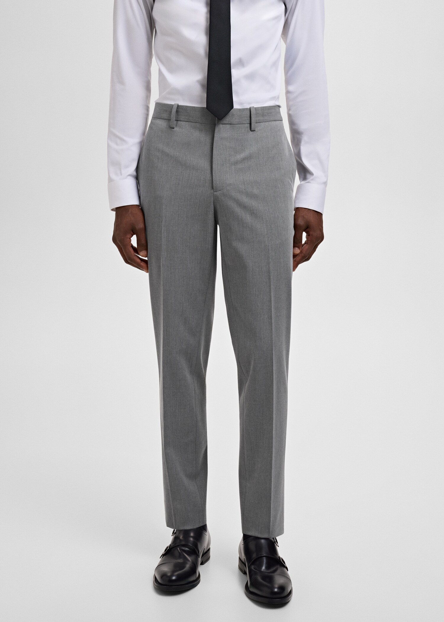 Stretch fabric super slim-fit suit trousers - Medium plane