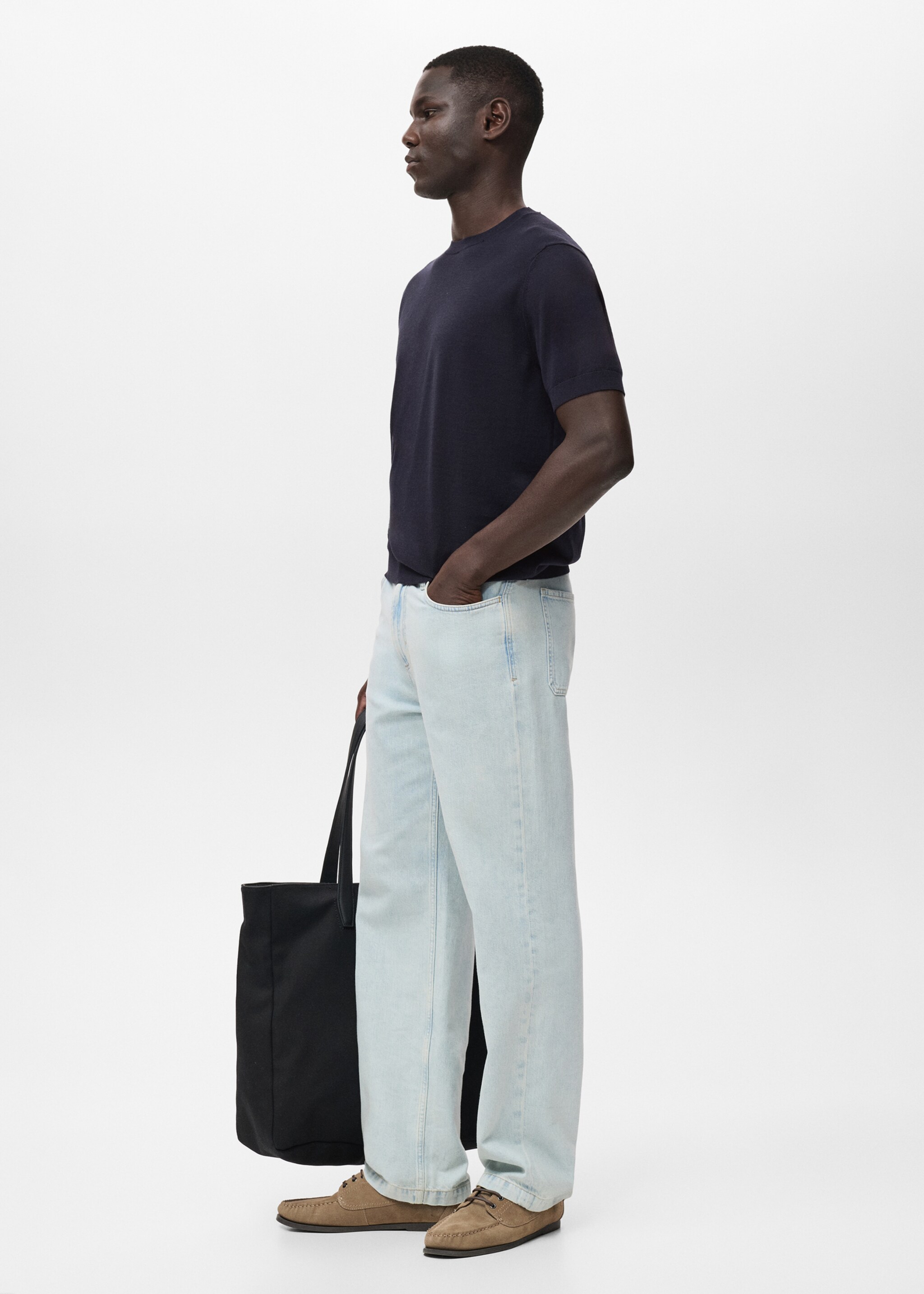 Cotton fine-knit t-shirt - Details of the article 2, Night Blue. Ref: 17061245-01.