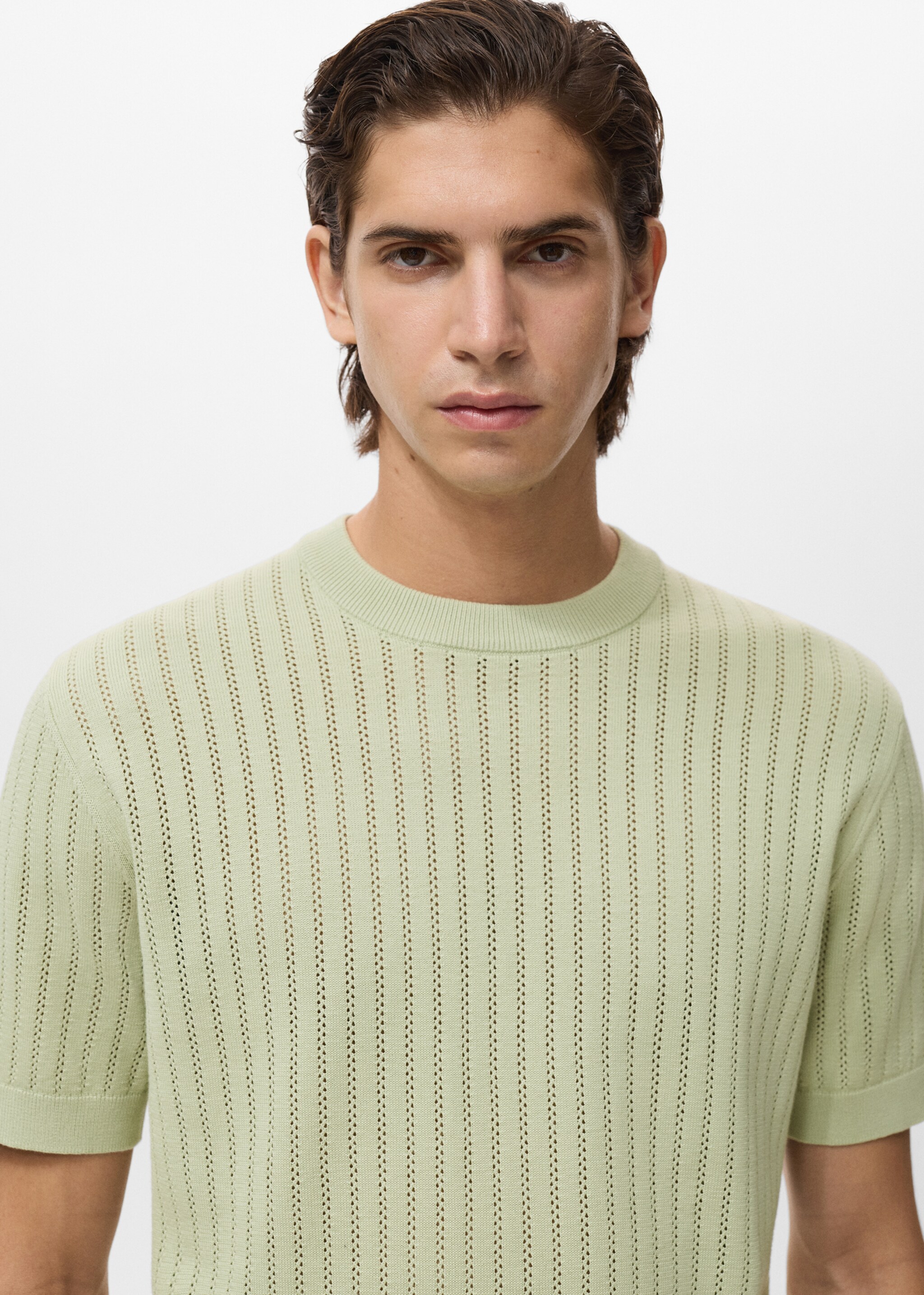 T-shirt cotone traforata righe - Dettaglio dell'articolo 1
