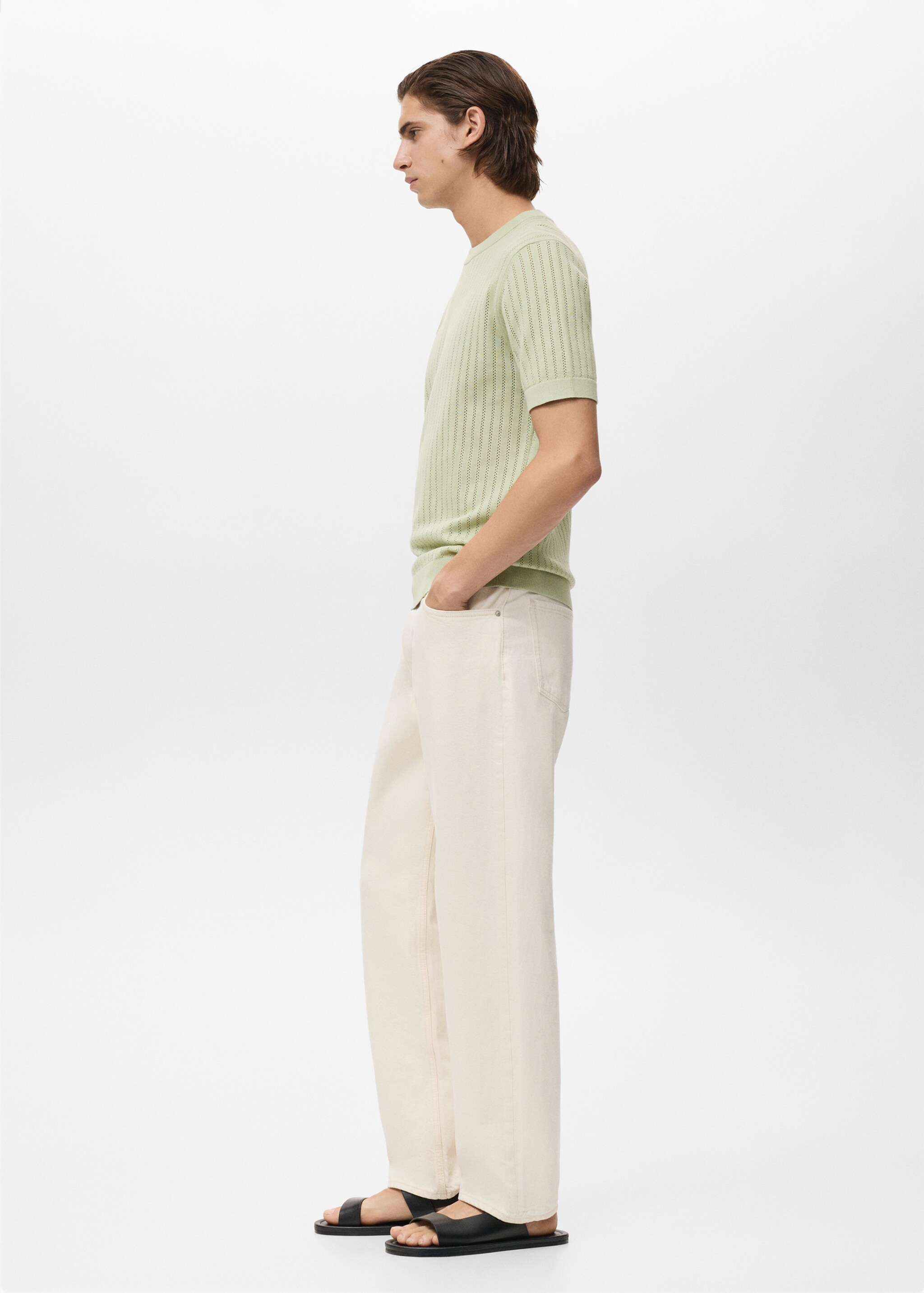 T-shirt cotone traforata righe - Dettaglio dell'articolo 2