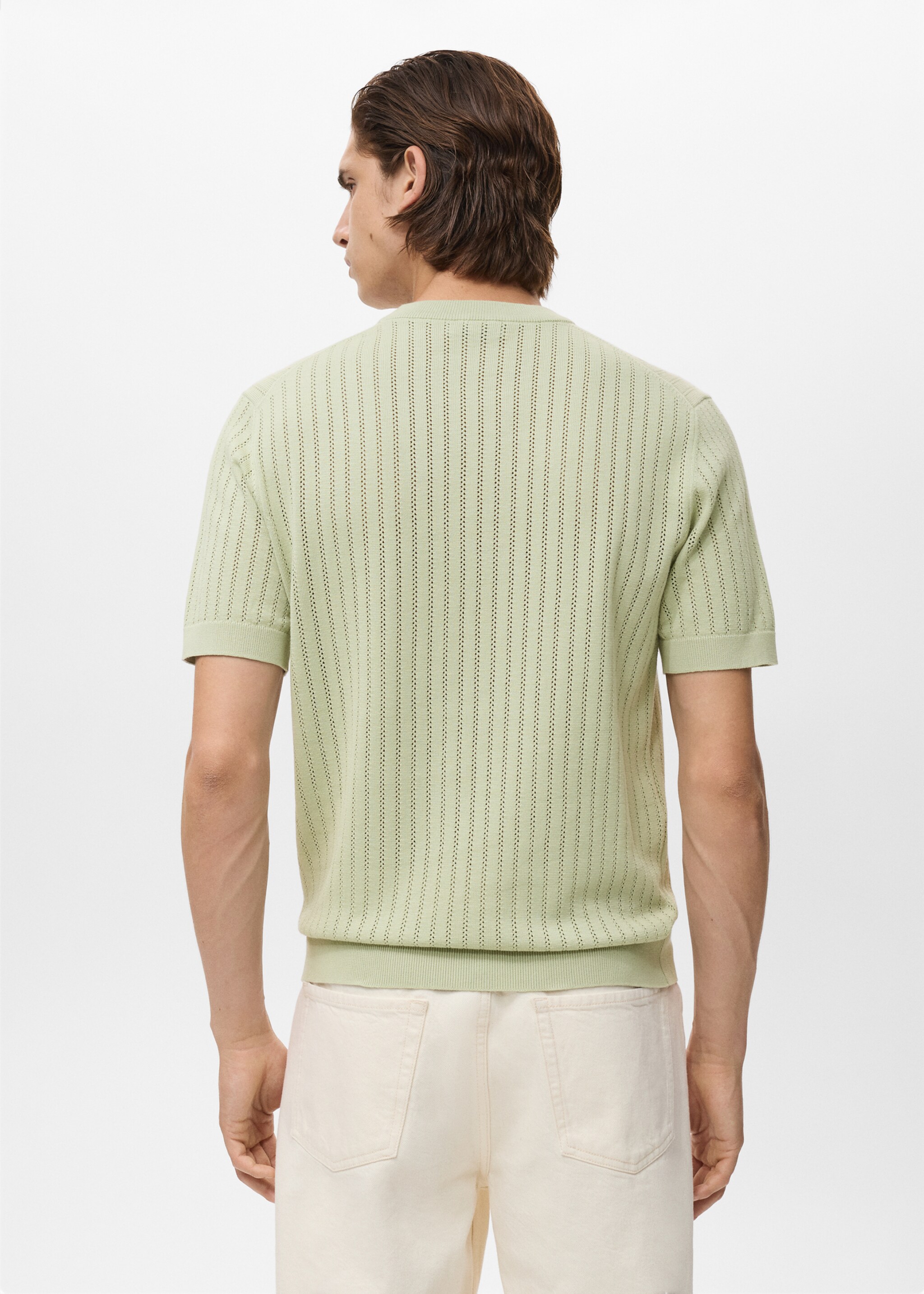 T-shirt cotone traforata righe - Retro dell'articolo