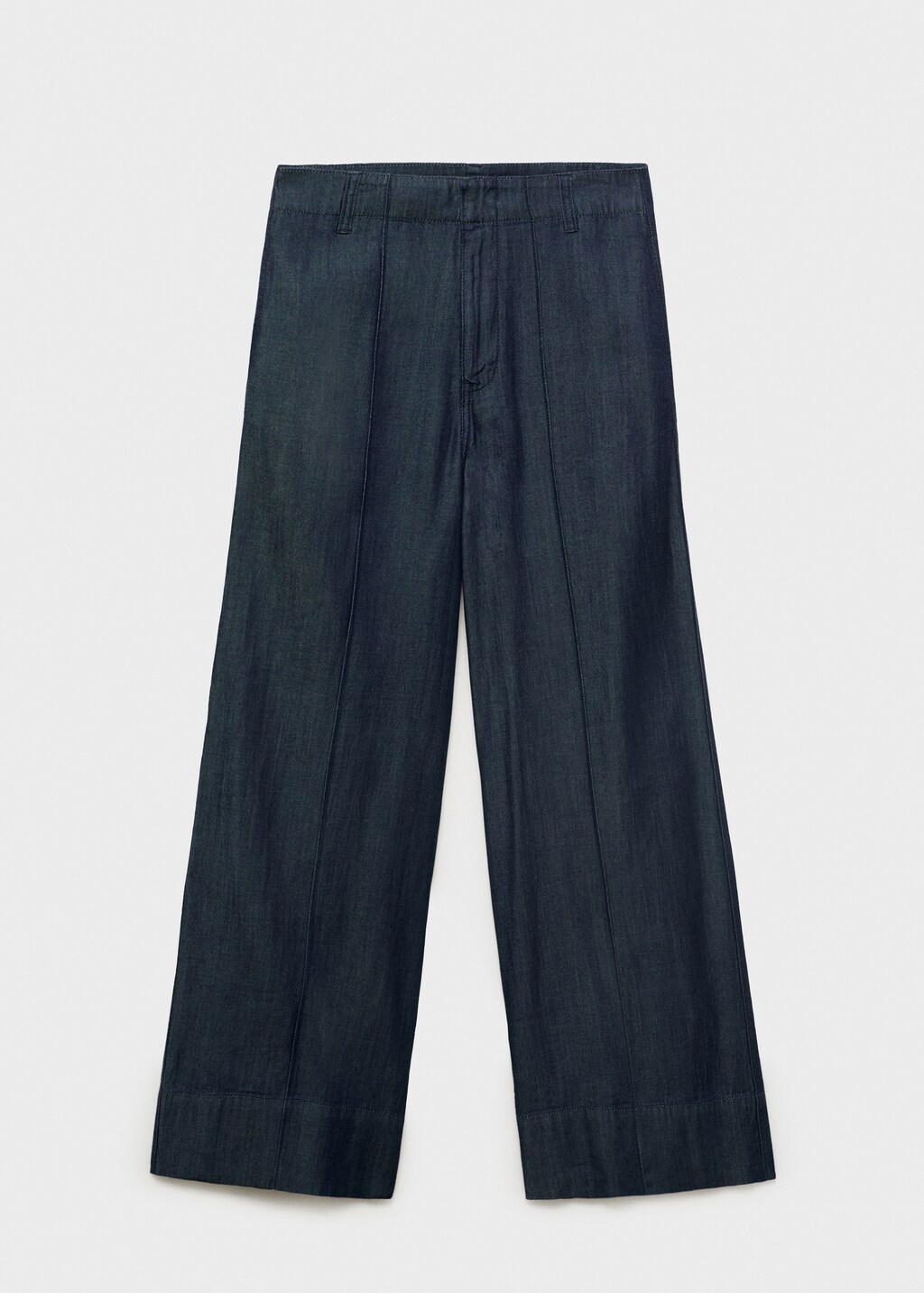Wide leg denim pants with stitching
