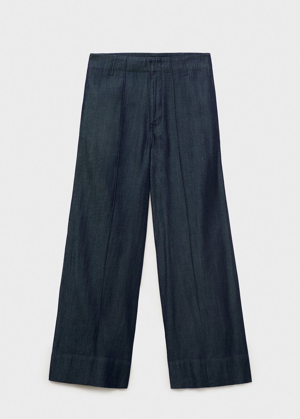 Wide leg denim pants with stitching