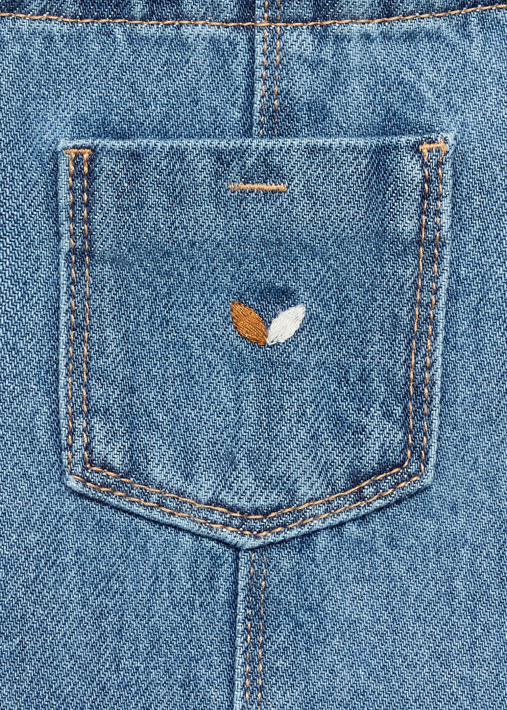 Embroidered denim pinafore dress