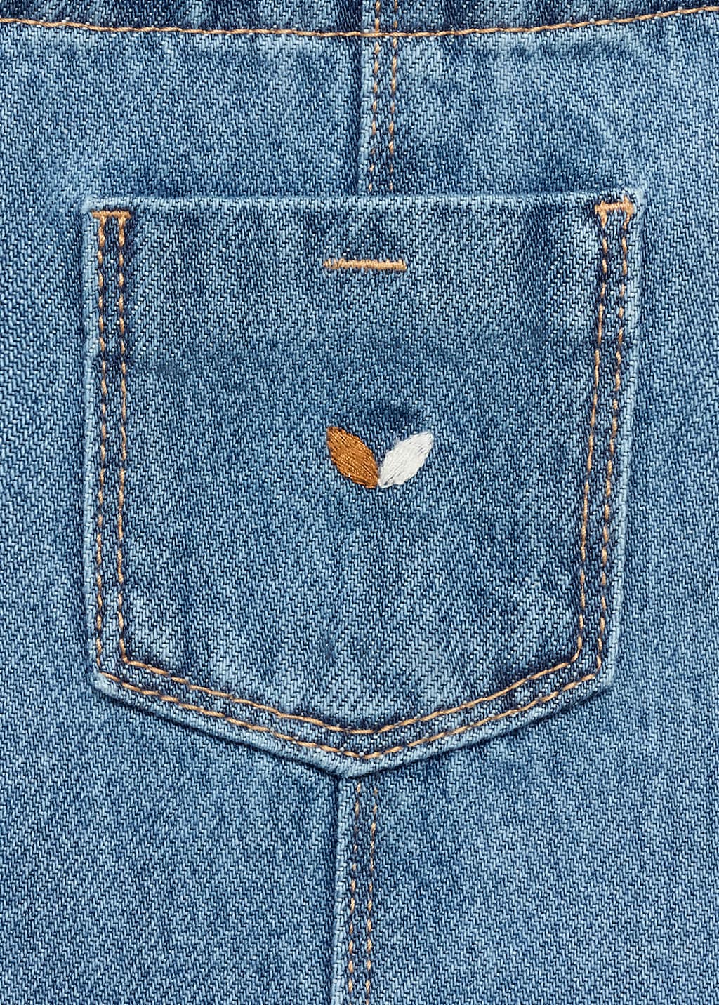 Embroidered denim pinafore dress