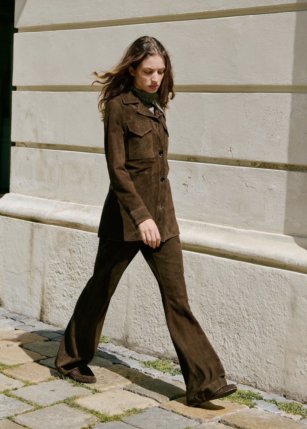 100% suede flared pants