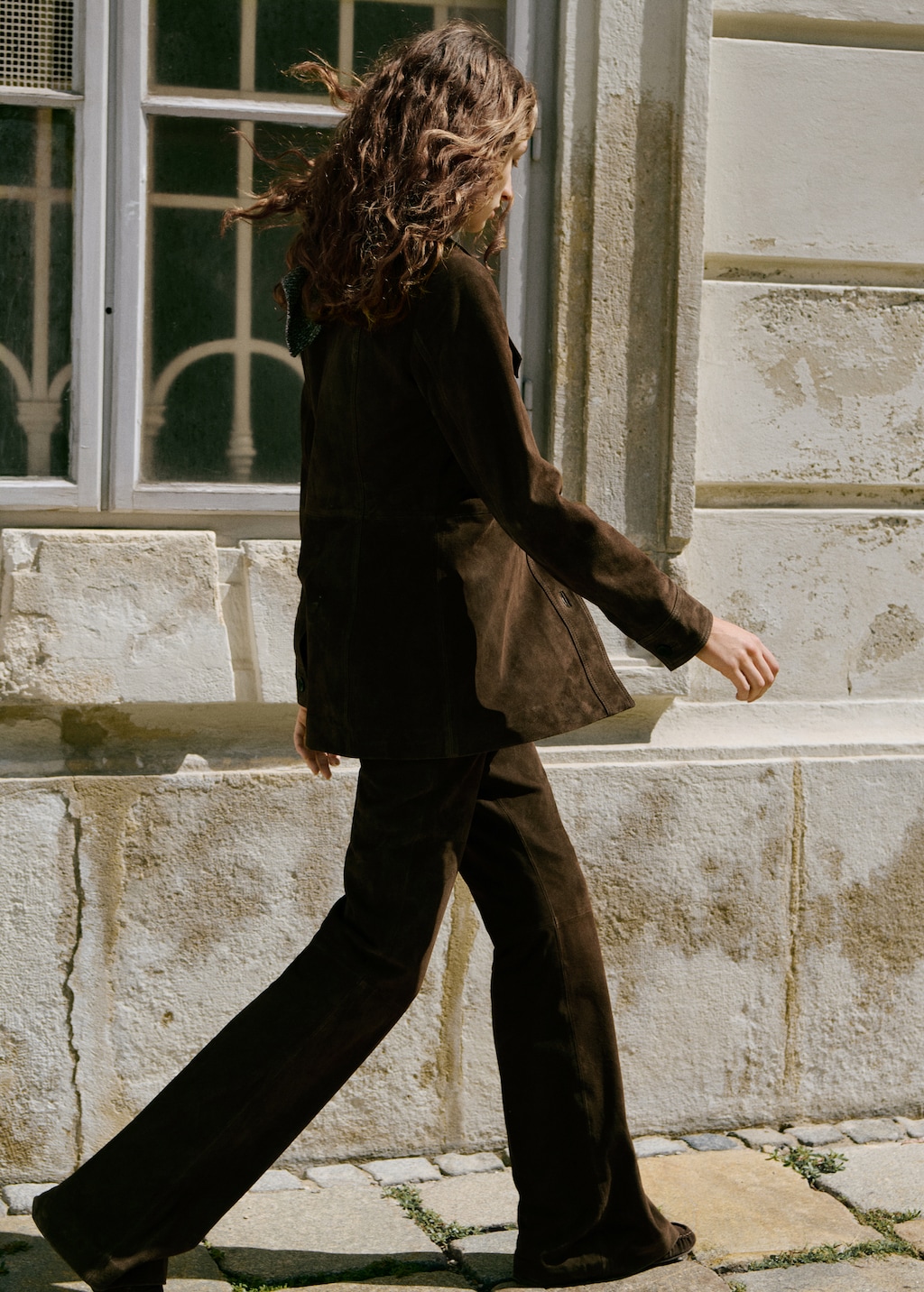 100% suede flared pants