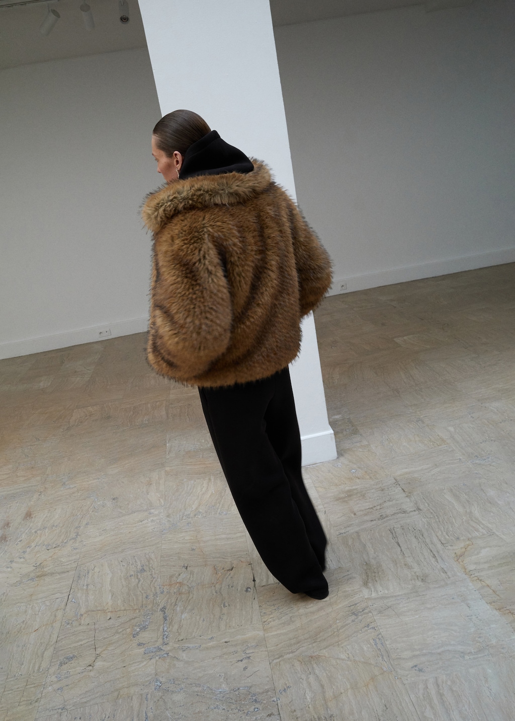 Fur-effect jacket with lapels