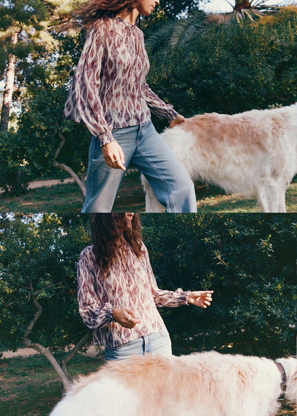 Semi-transparent printed blouse