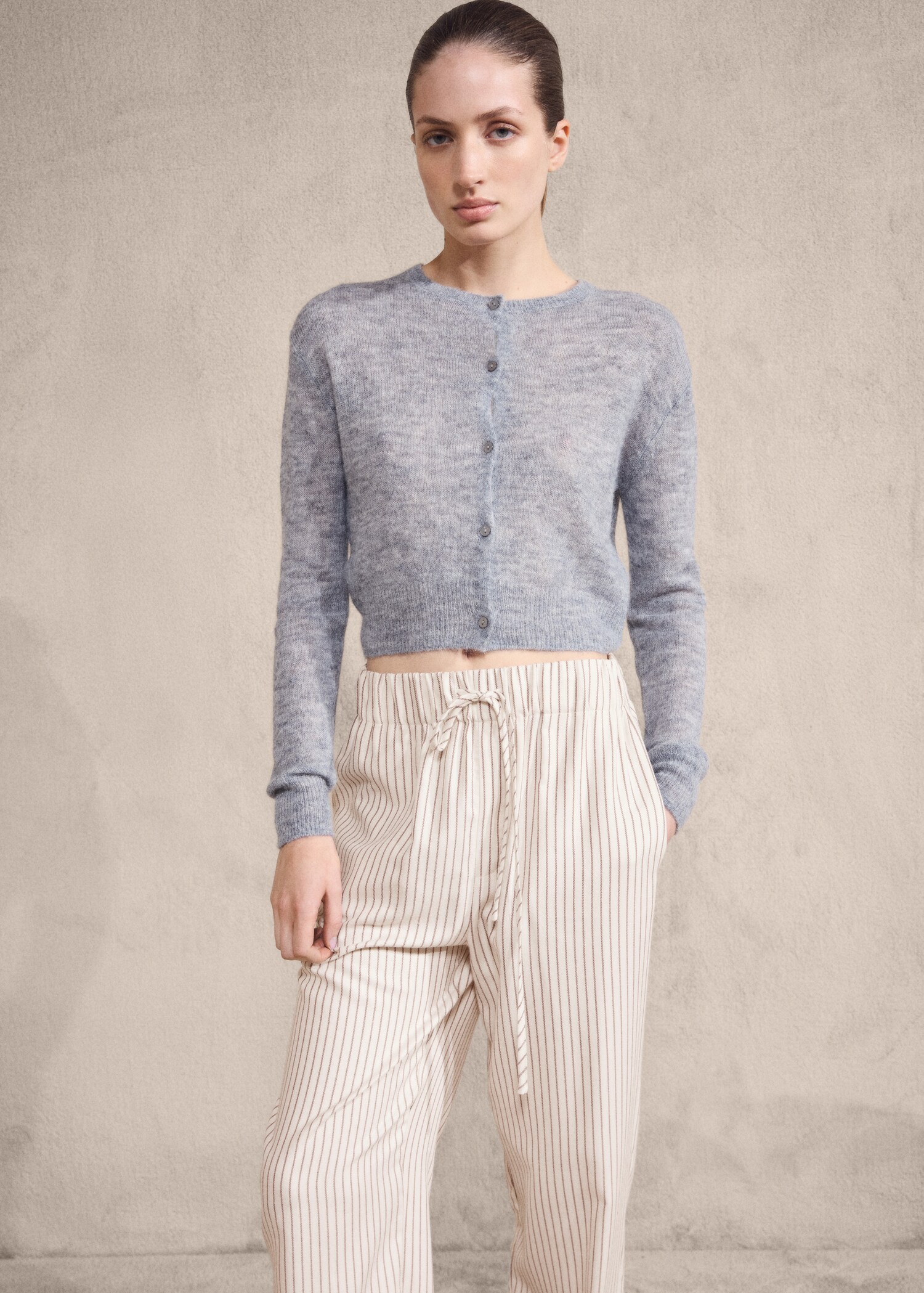 Woven striped flannel trousers - Medium plane