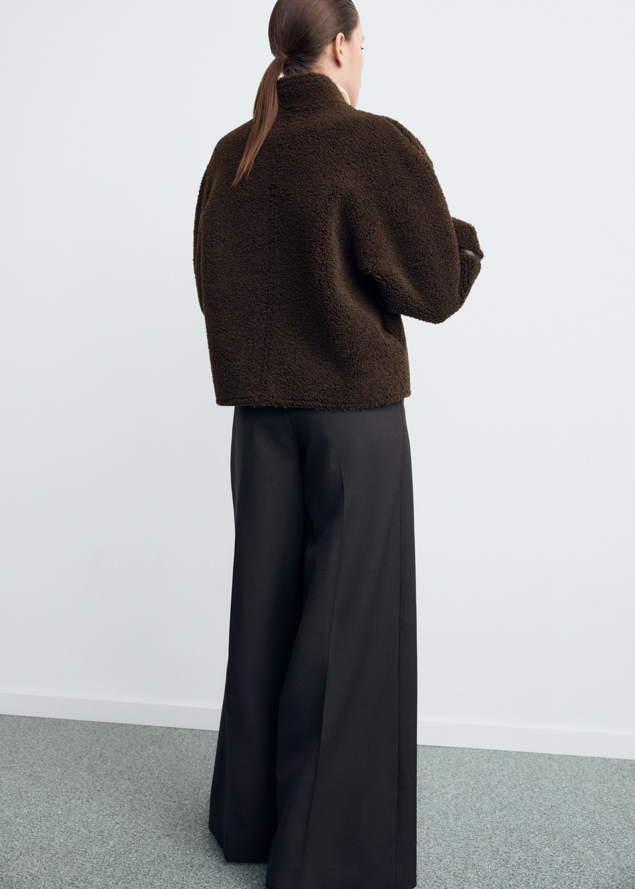 Shearling-effect reversible jacket - Reverse of the article, Black. Ref: 17067768-01.