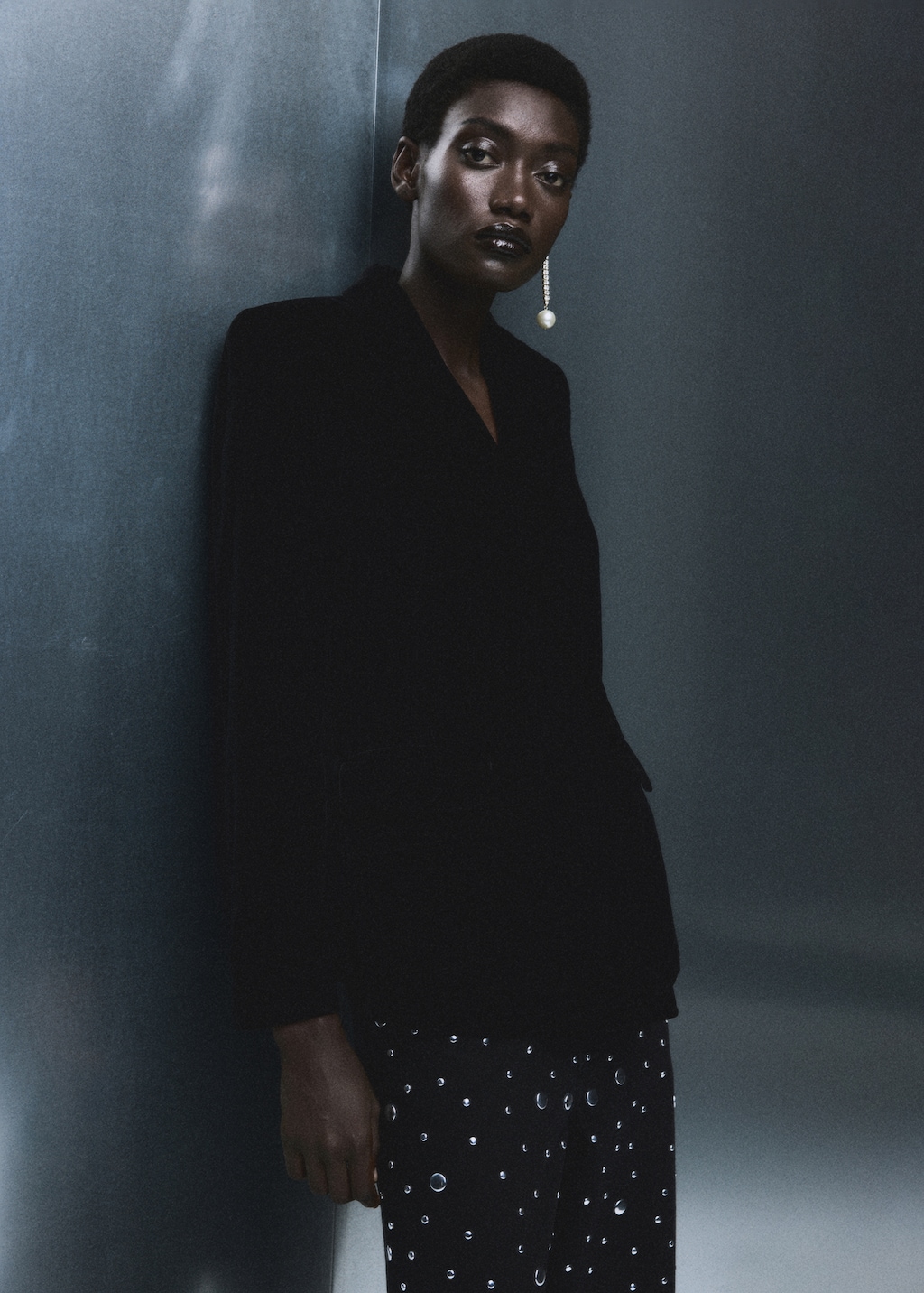 Double-breasted velvet jacket