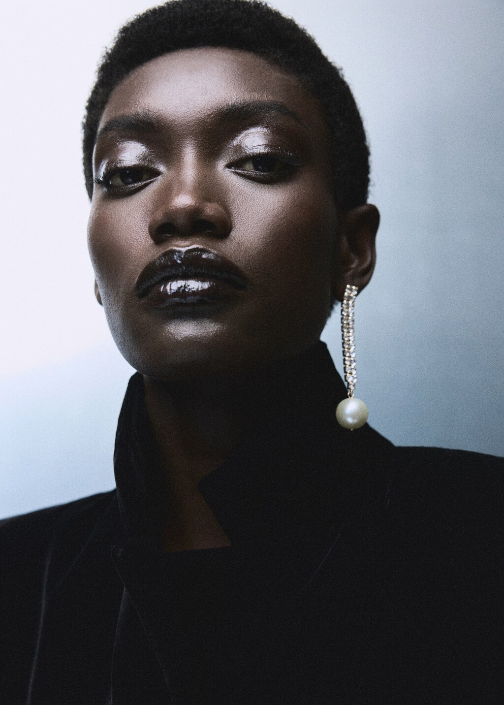 Double-breasted velvet jacket