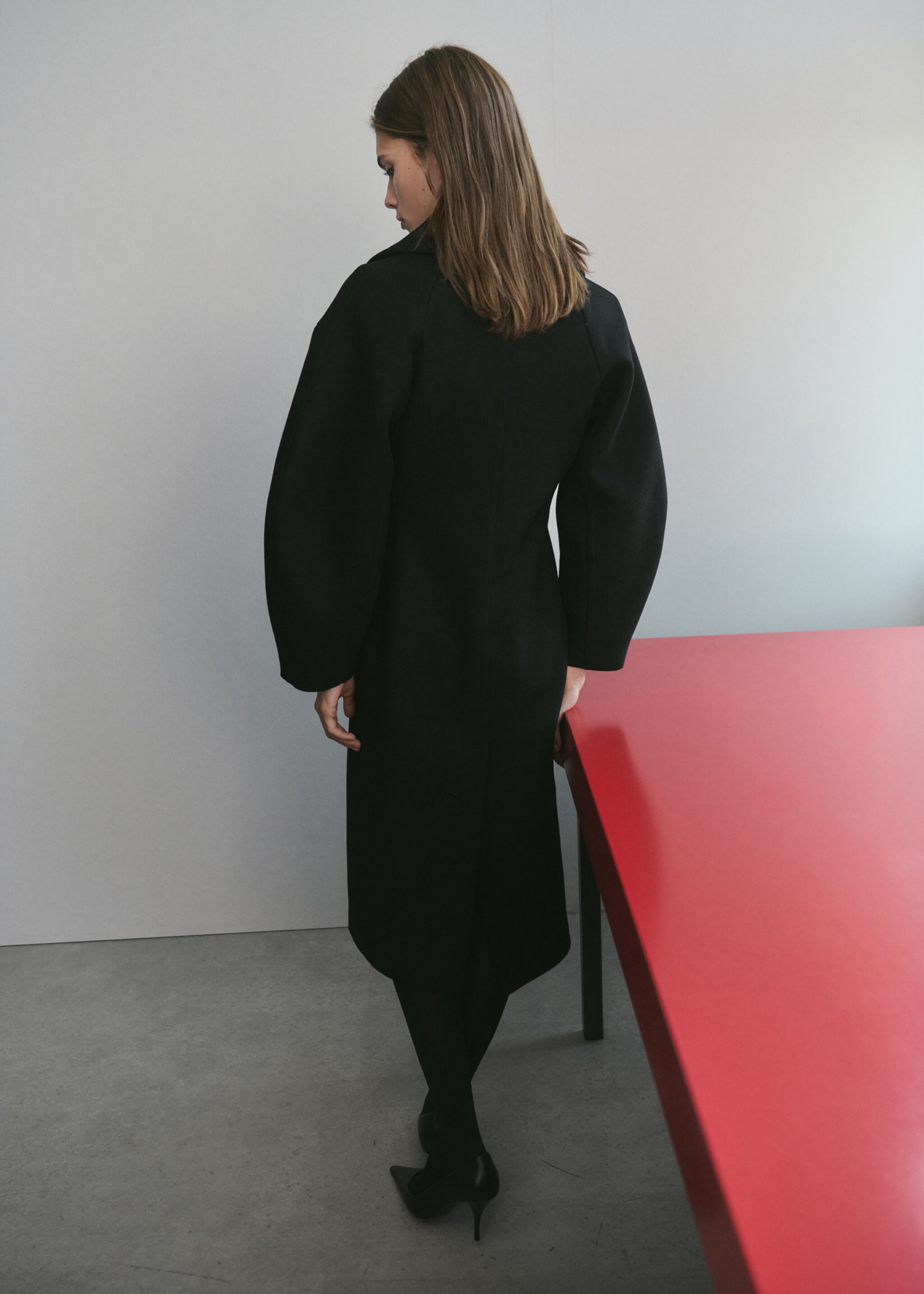 Structured wool coat - Reverse of the article, Black. Ref: 17069213-02.