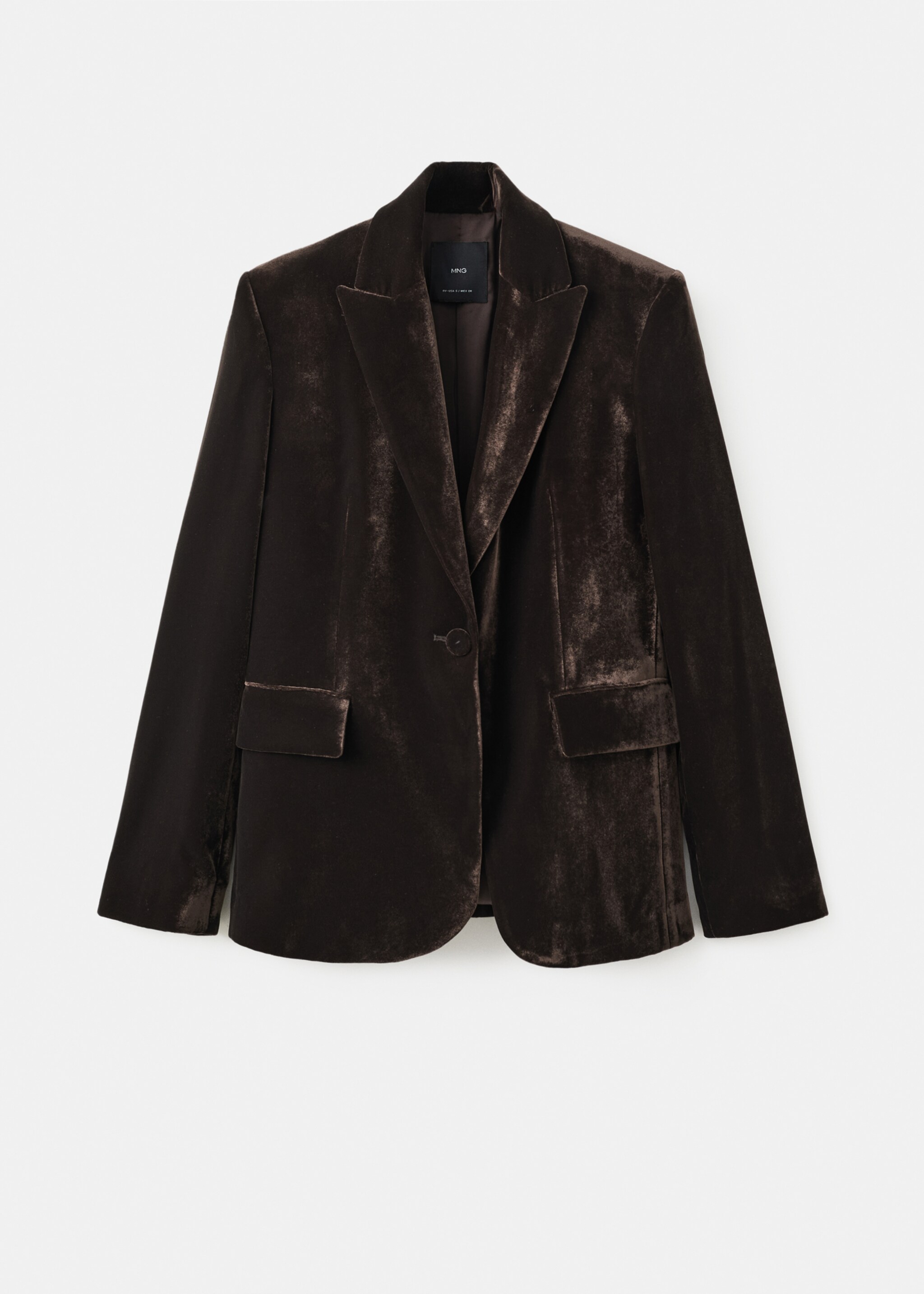 Structured velvet blazer - Article without model, Chocolate. Ref: 17069406-01.