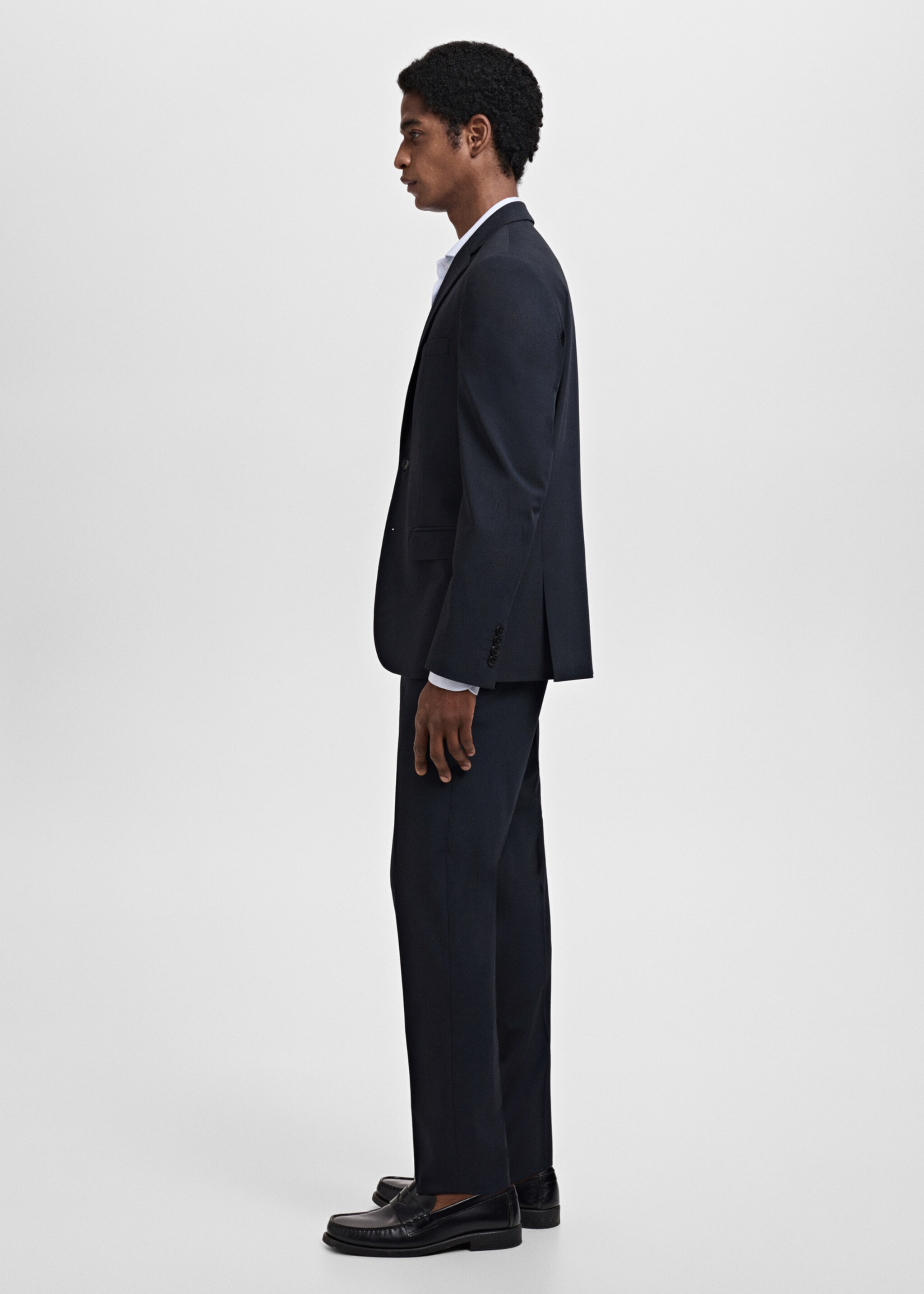 Stretch fabric super slim-fit suit trousers - Details of the article 2, Dark Navy. Ref: 17069805-01.