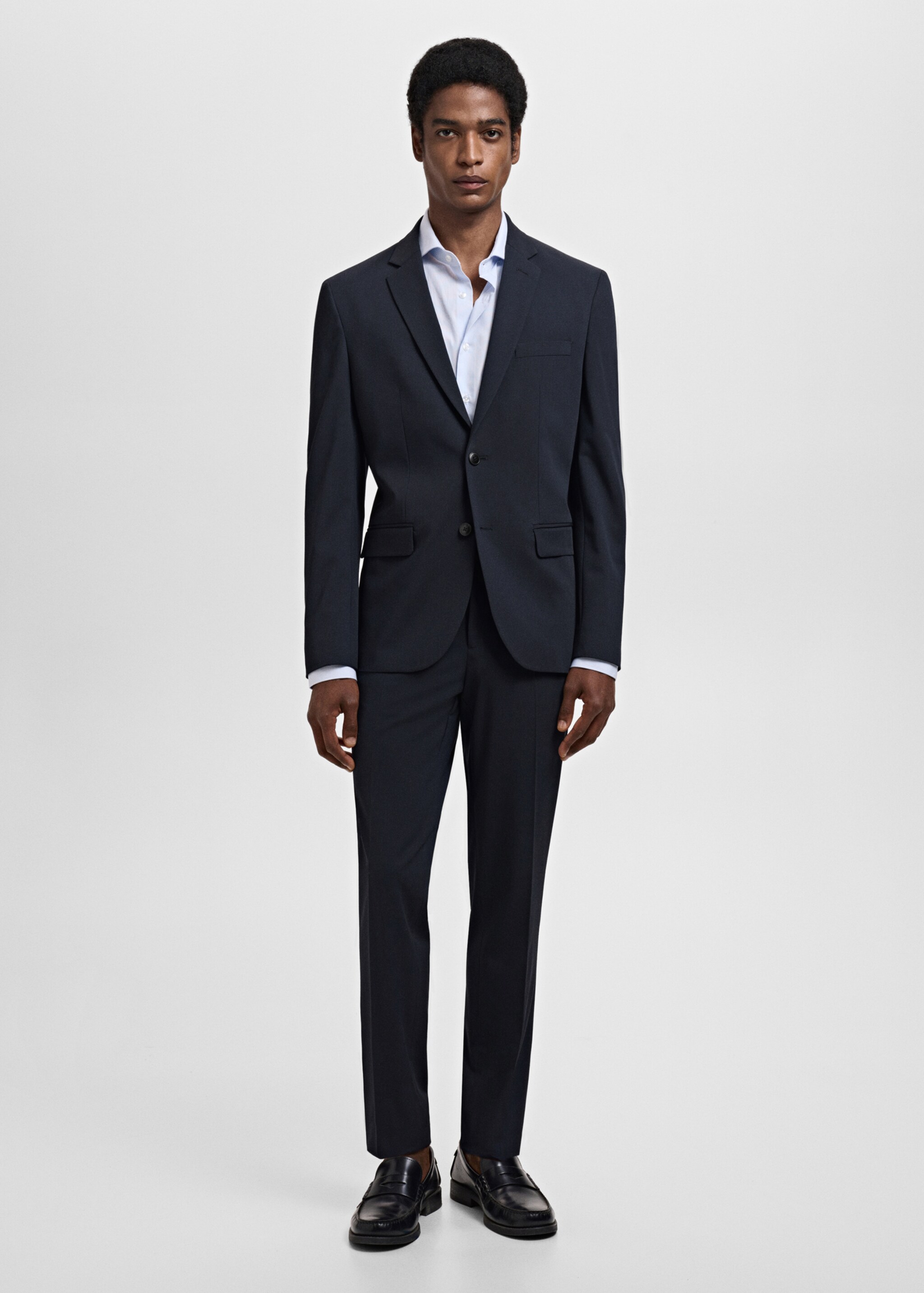 Stretch fabric super slim-fit suit trousers - General plane, Dark Navy. Ref: 17069805-01.