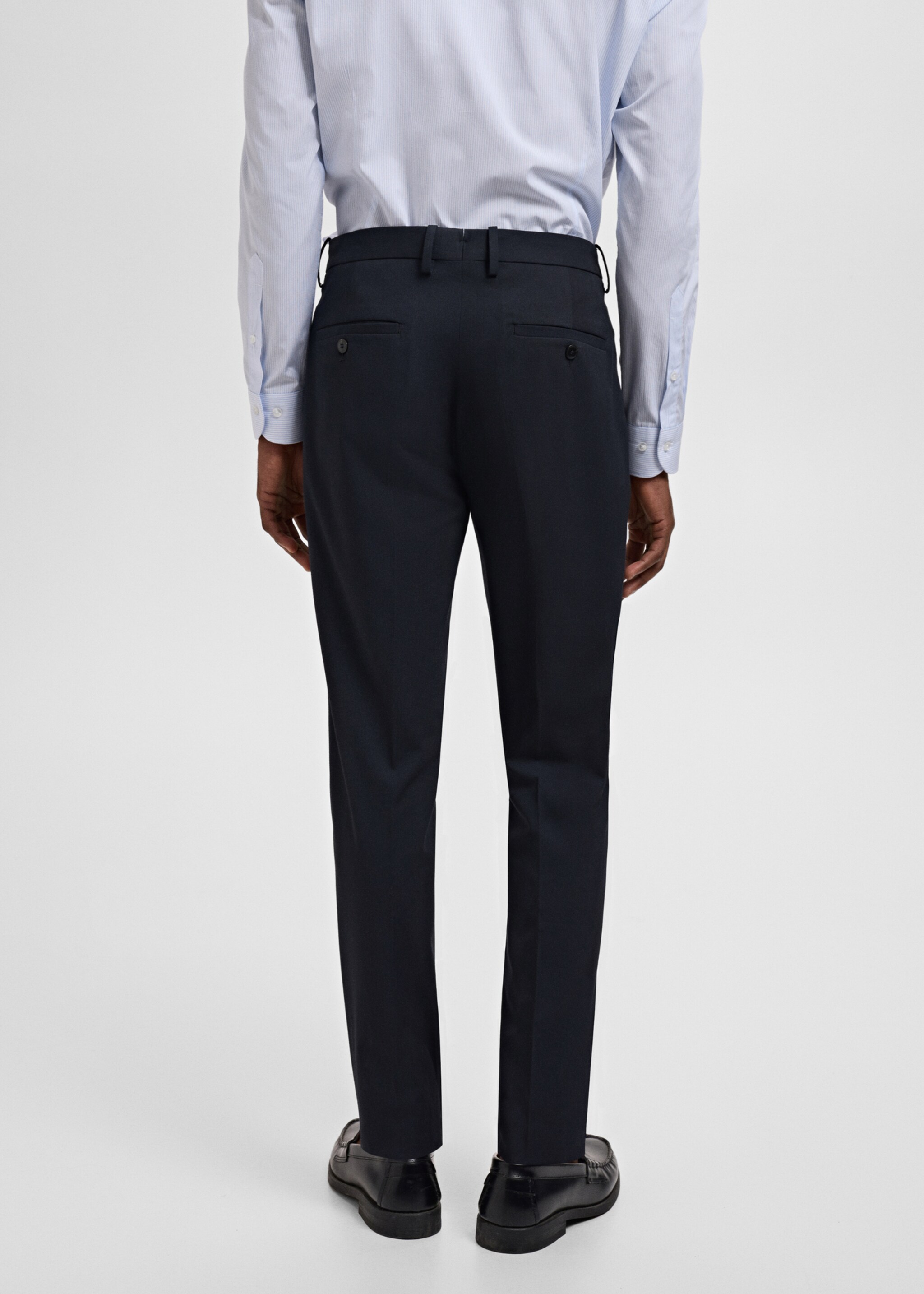 Stretch fabric super slim-fit suit trousers - Reverse of the article, Dark Navy. Ref: 17069805-01.