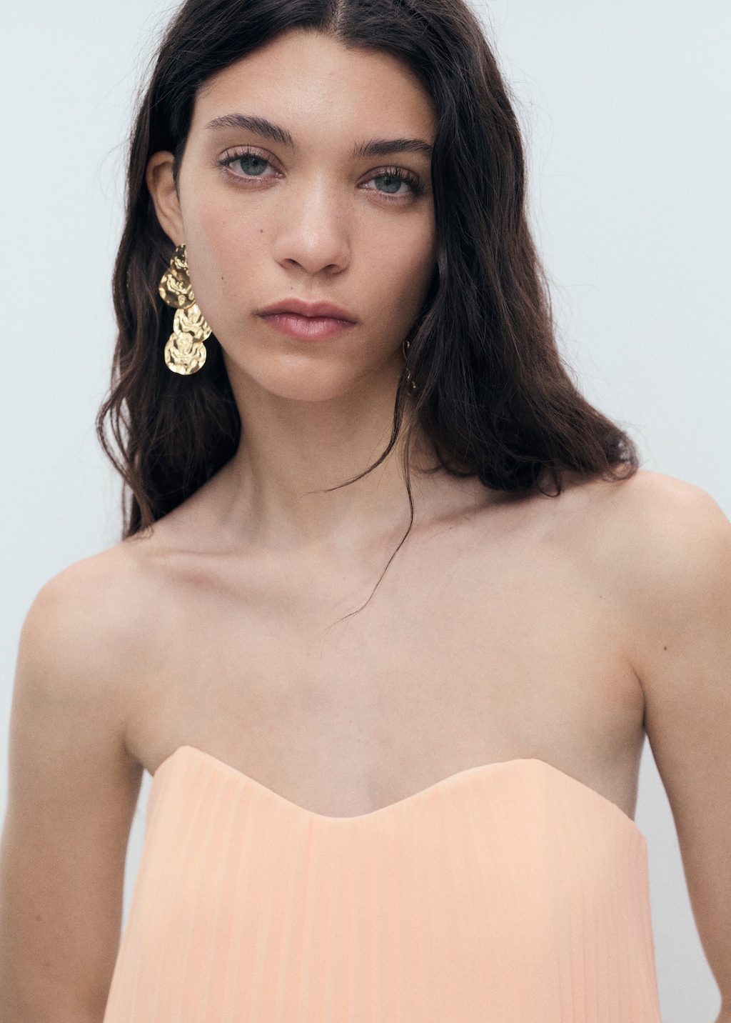 Strapless pleated dress