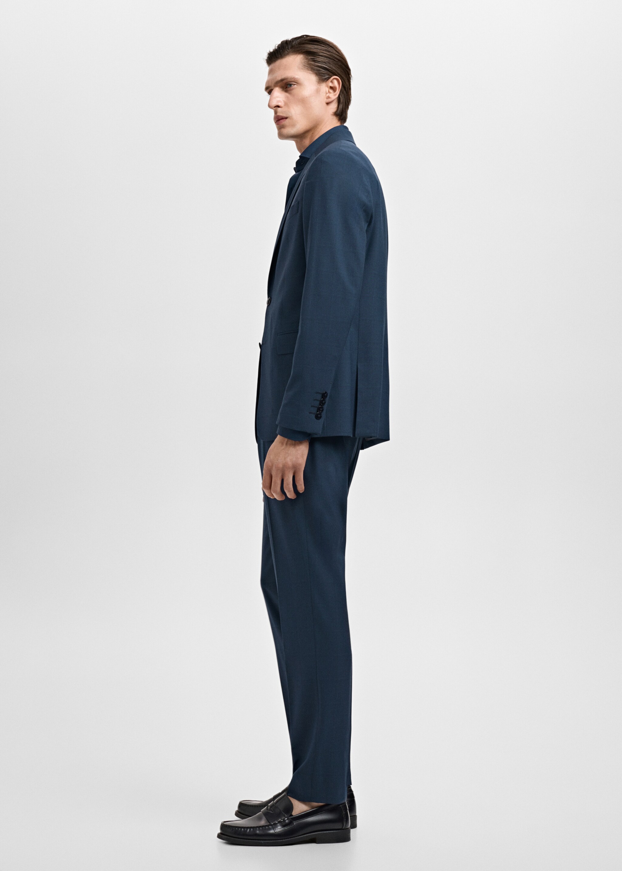 Super slim-fit suit jacket in stretch fabric - Details of the article 2, Indigo Blue. Ref: 17071176-01.
