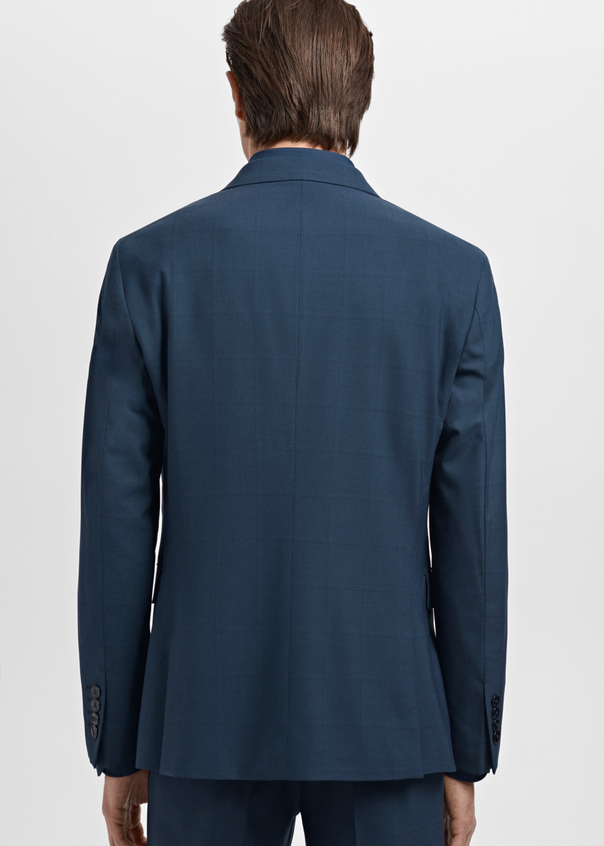 Super slim-fit suit jacket in stretch fabric - Reverse of the article, Indigo Blue. Ref: 17071176-01.