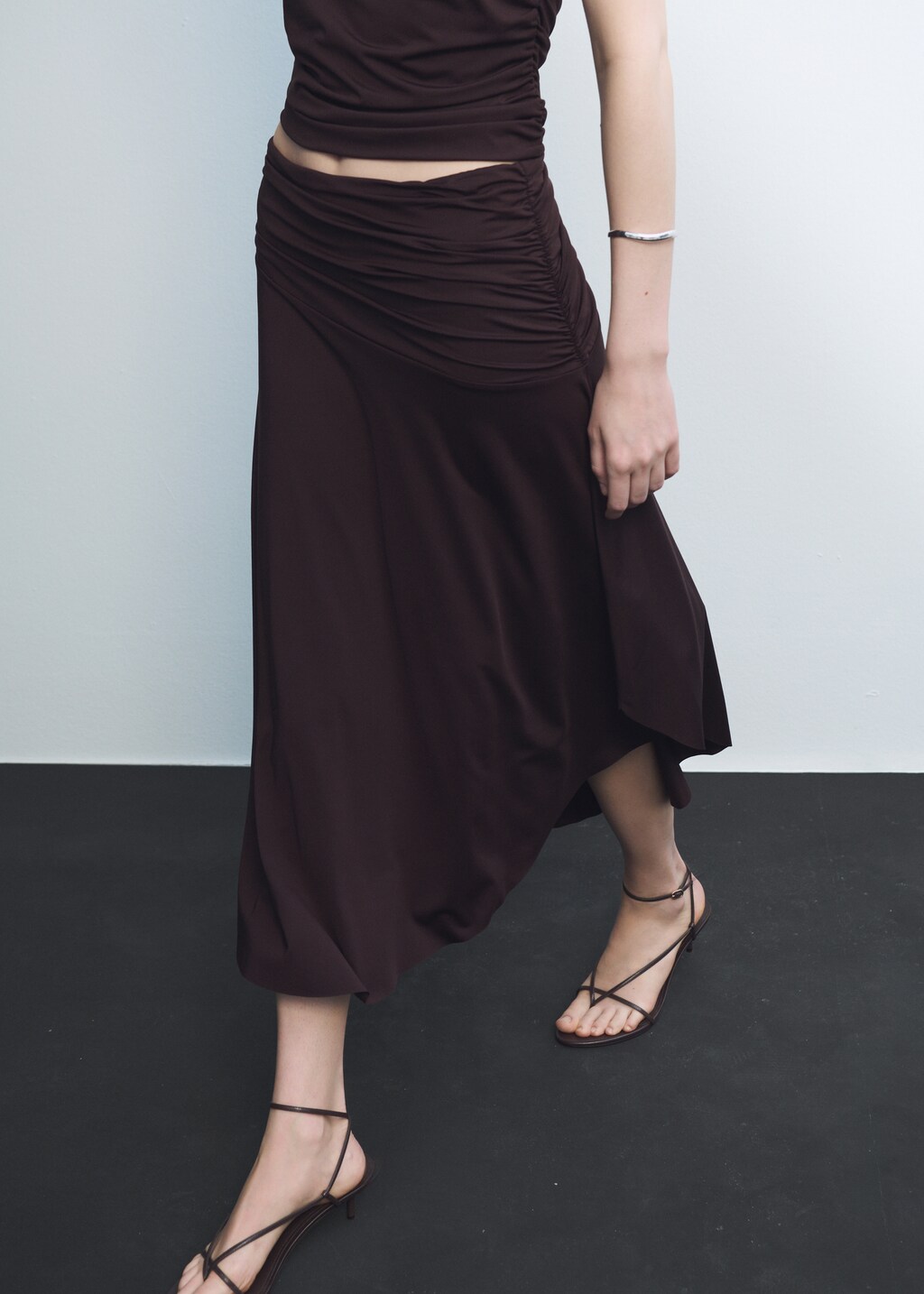 Draped midi skirt