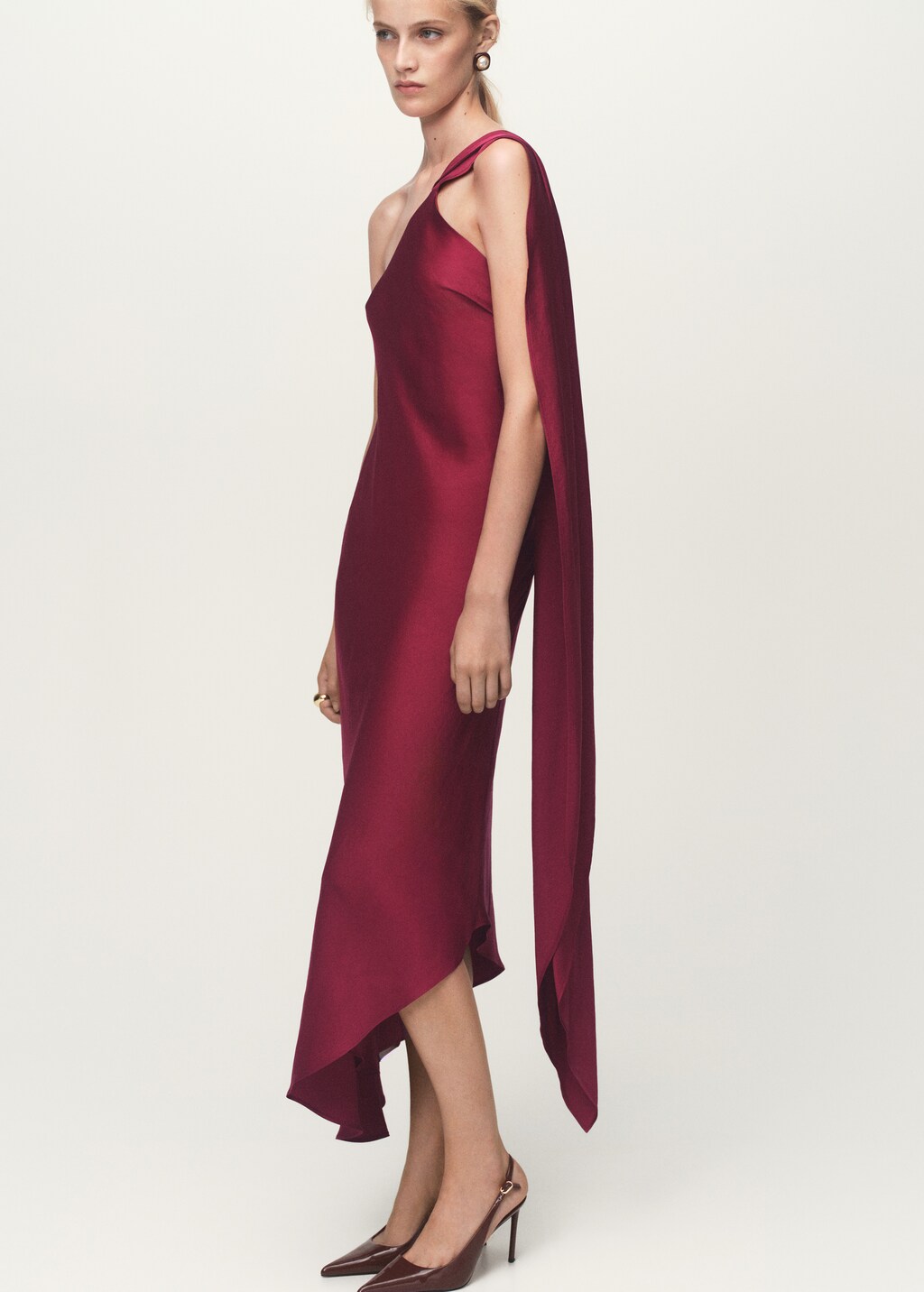Mango Asymmetrical satin dress thumbnail