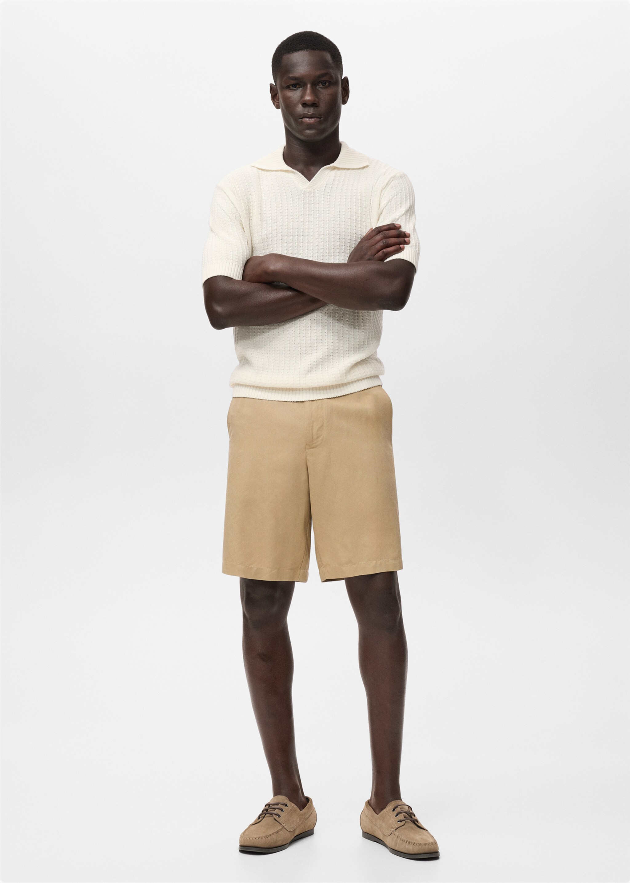 100% cotton knitted polo structure - General plane, Off White. Ref: 17072930-01.