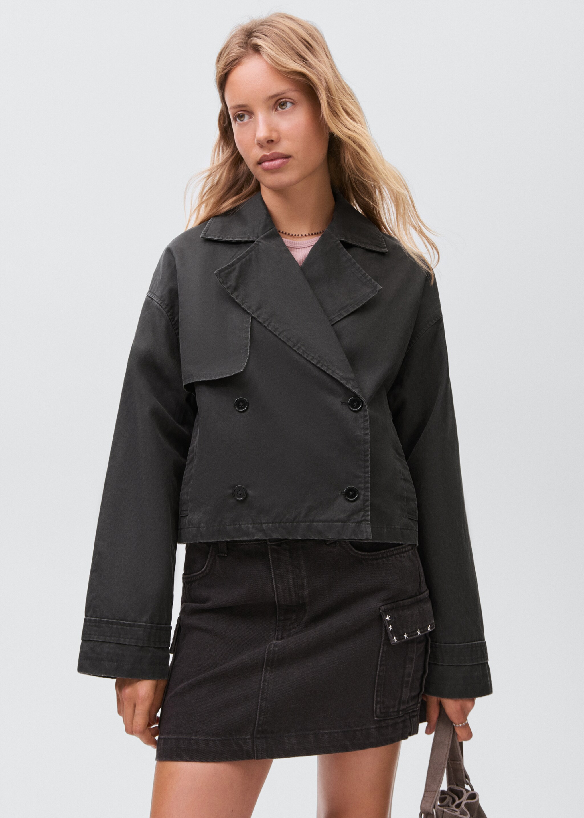 Short trench coat - Medium plane, Charcoal. Ref: 17074406-01.