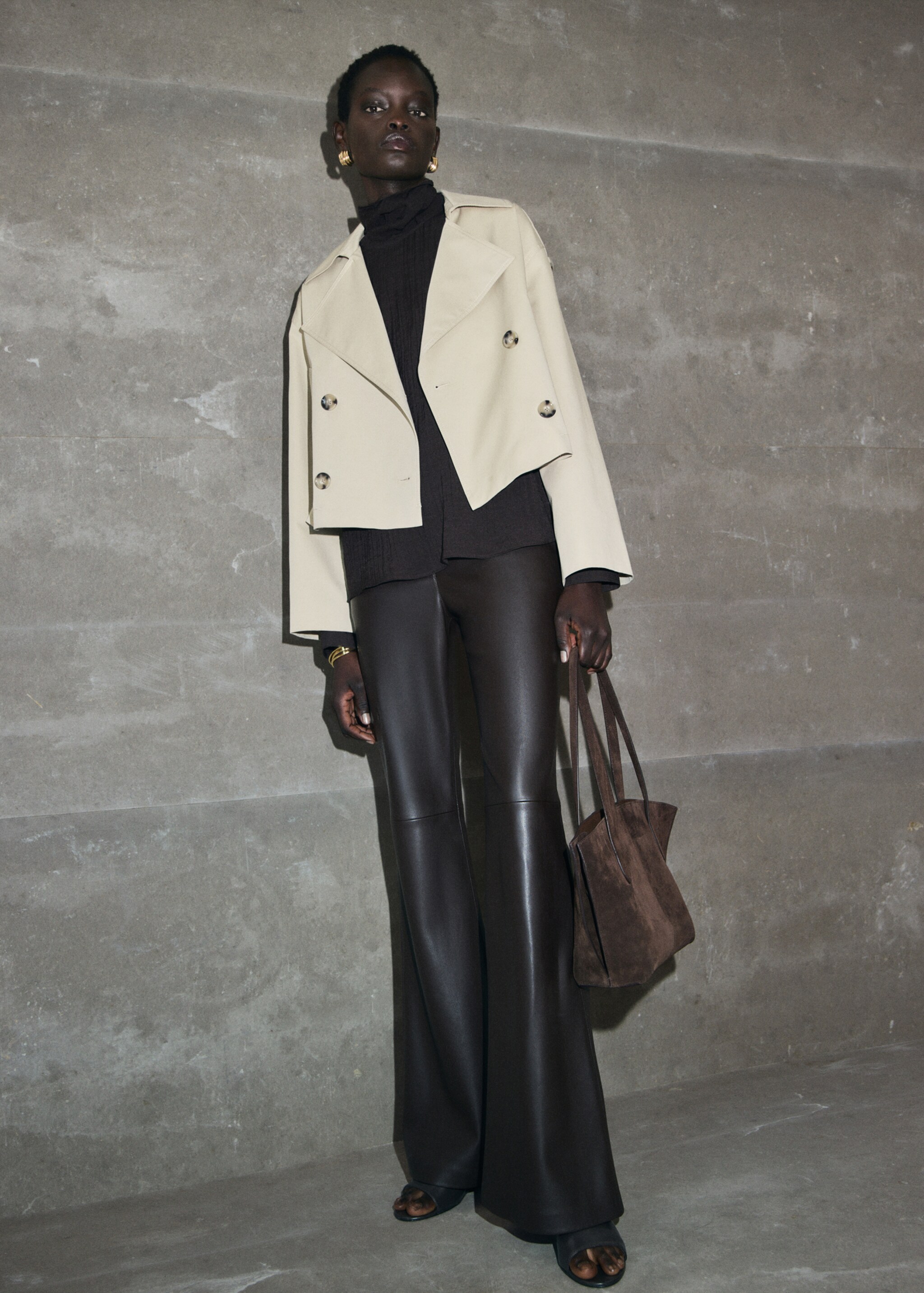 Double-breasted cropped trench coat - General plane, Beige. Ref: 17074438-01.