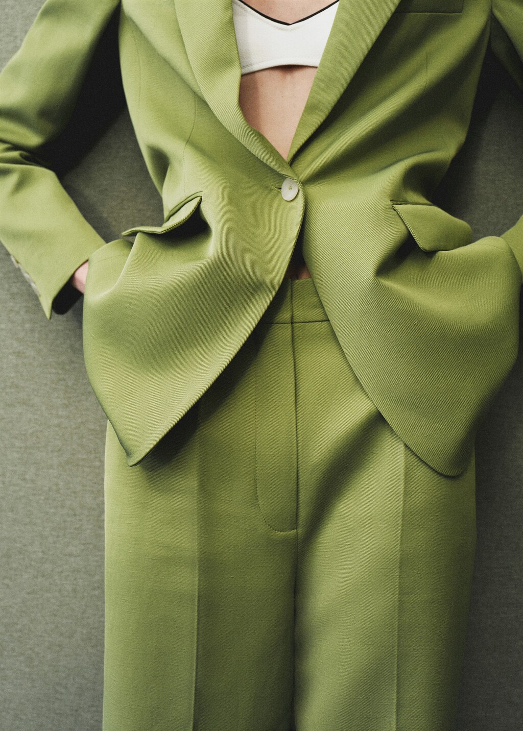 Straight-fit linen-blend suit pants