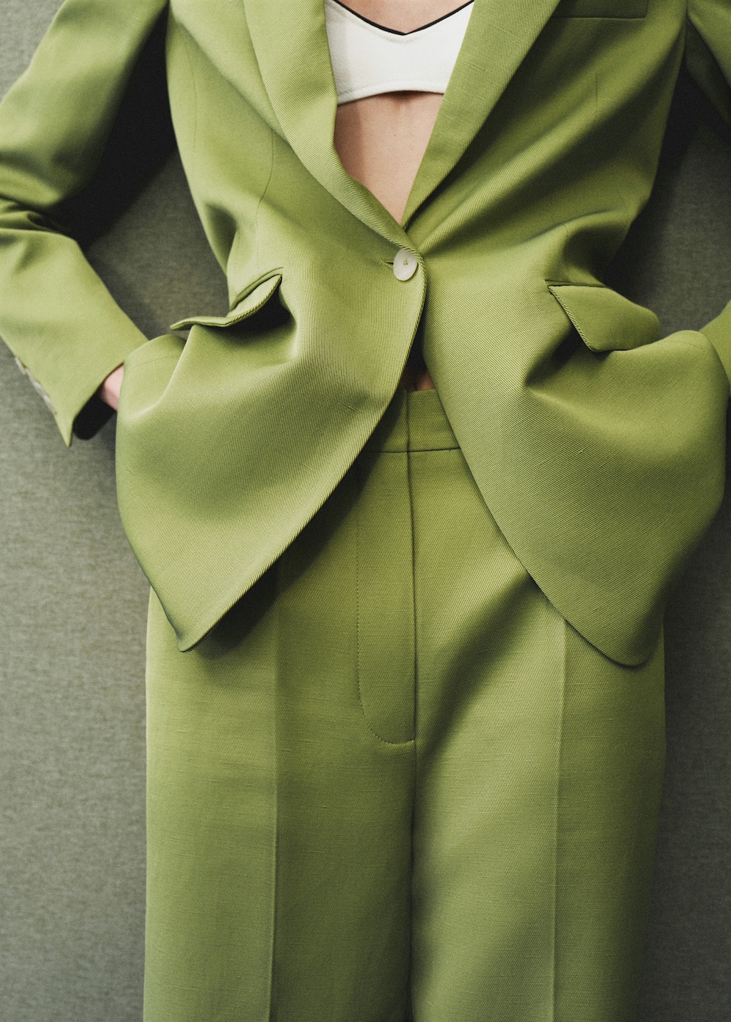 Straight-fit linen-blend suit pants