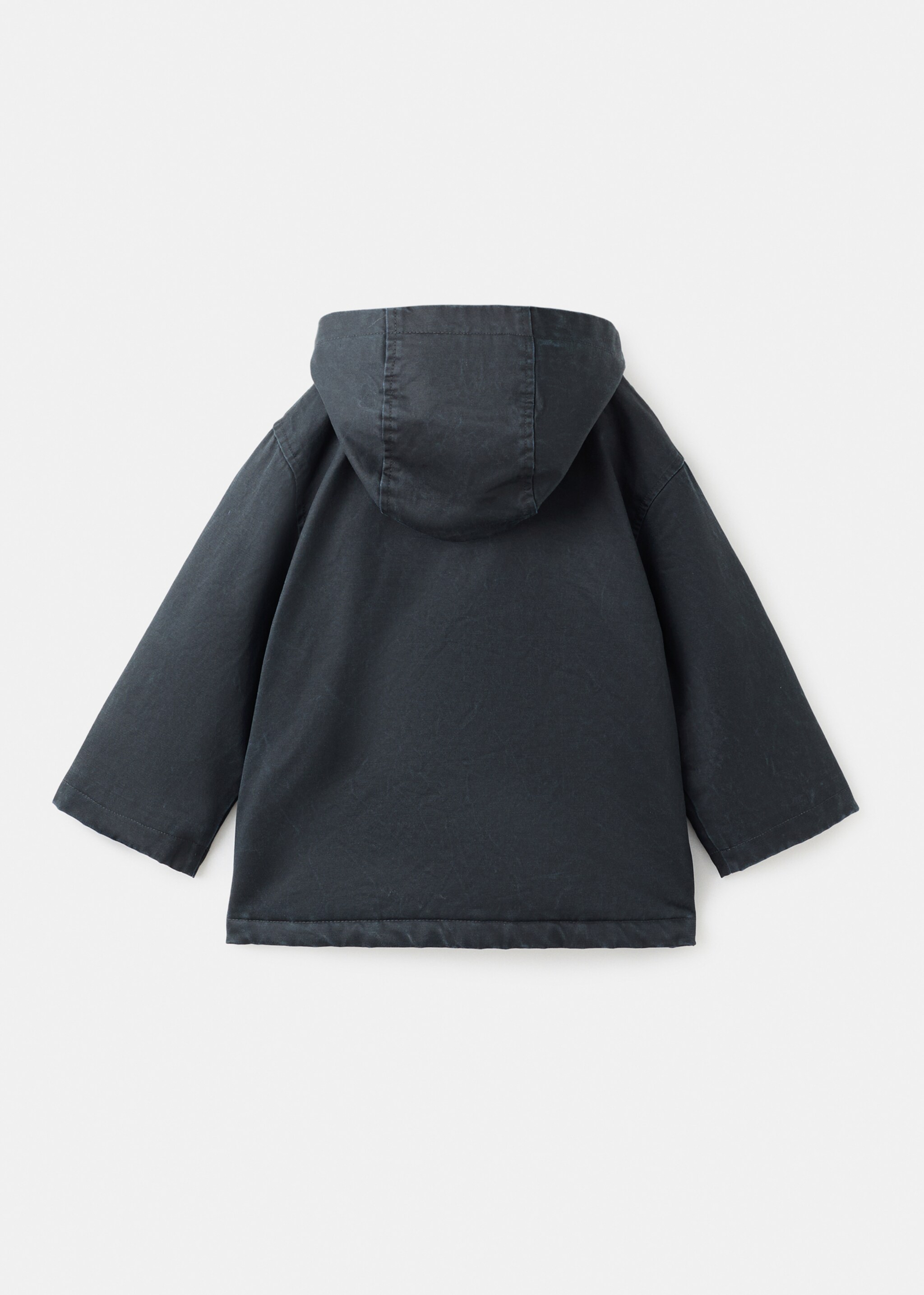 Kapüşonlu mumlu görünümlü parka - Ürünün arkası, Lacivert. Ref: 17075141-01.