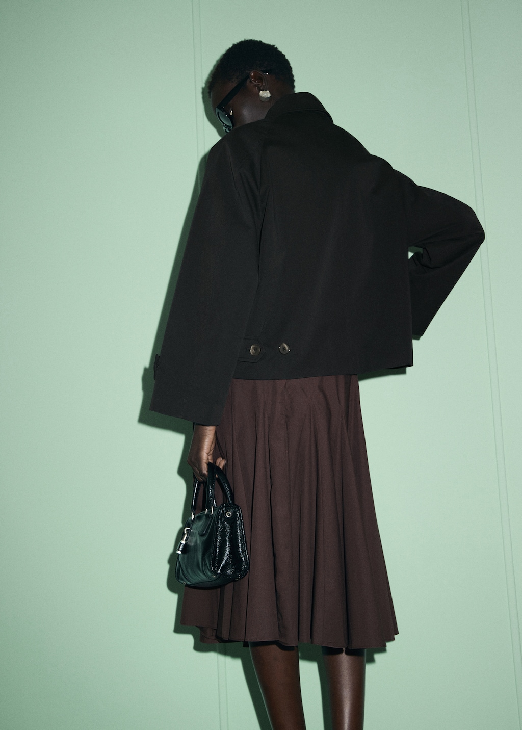 Short oversized trench coat with epaulettes