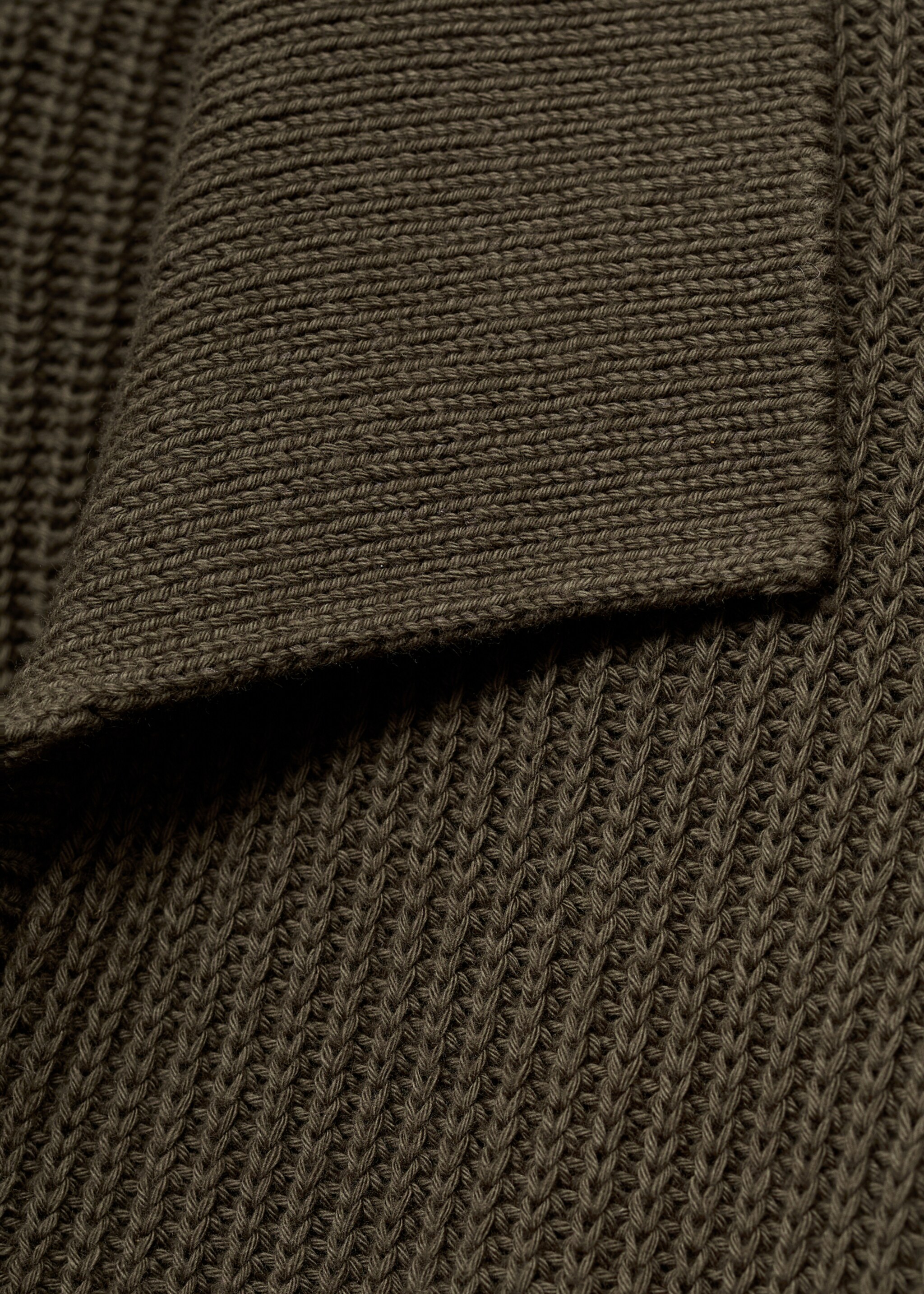 Structured cotton polo sweater - Details of the article 0, Olive Green. Ref: 17075972-01.