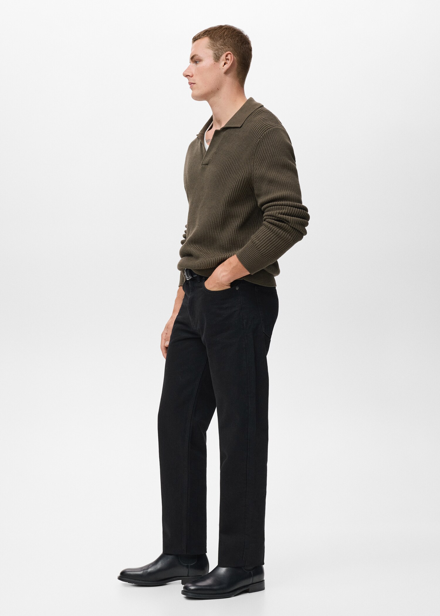 Structured cotton polo sweater - Details of the article 2