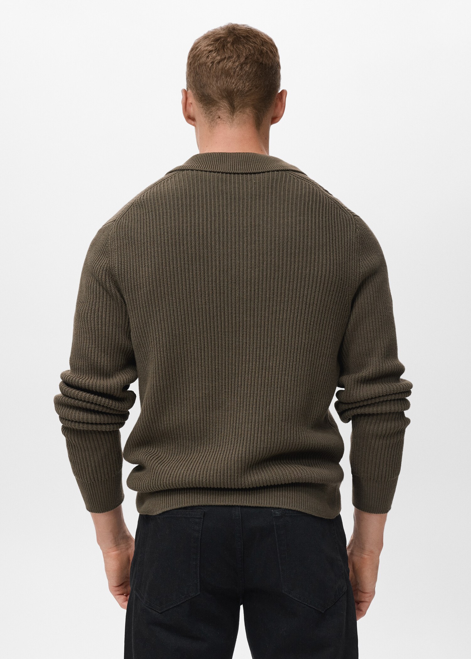 Structured cotton polo sweater - Reverse of the article