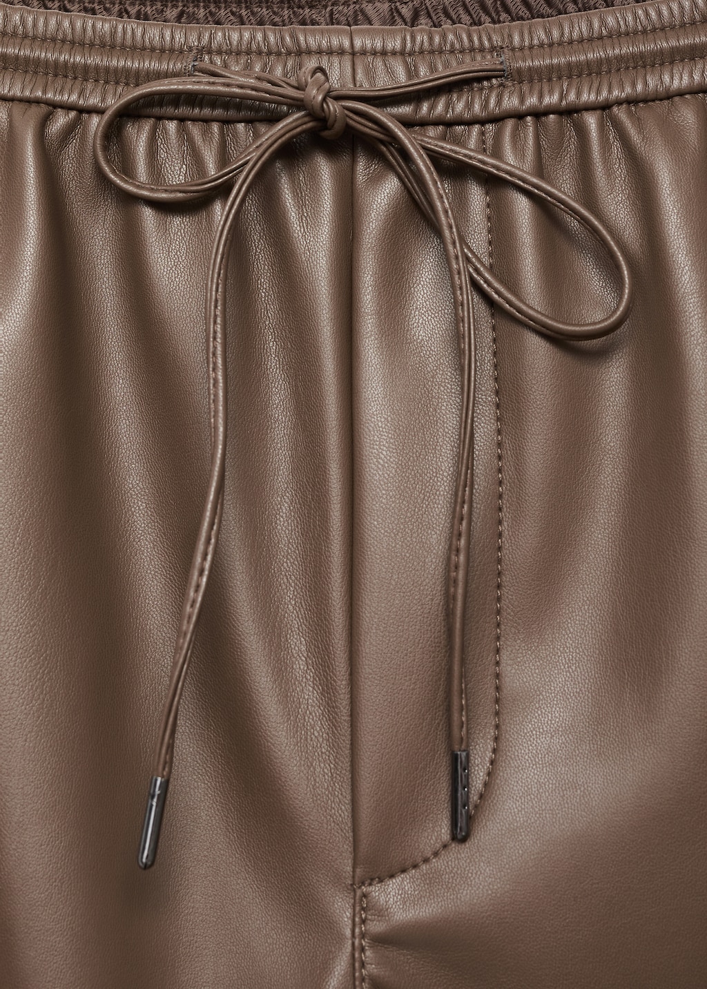 Faux-leather pants with elastic waist